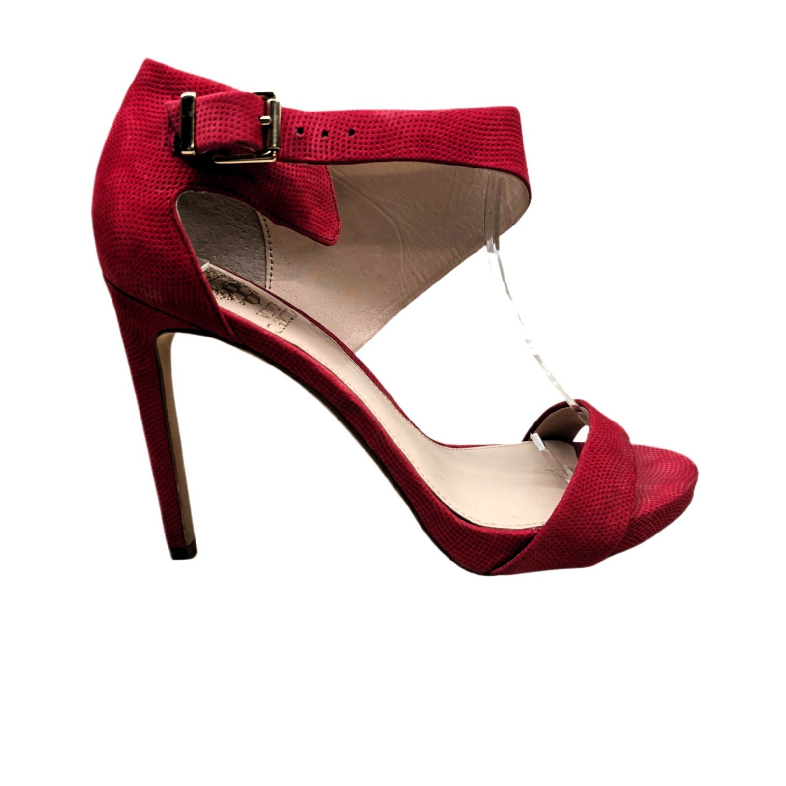 Vince Camuto Red Faux Suede Ankle Cuff Stiletto Heels – US 7.5 M