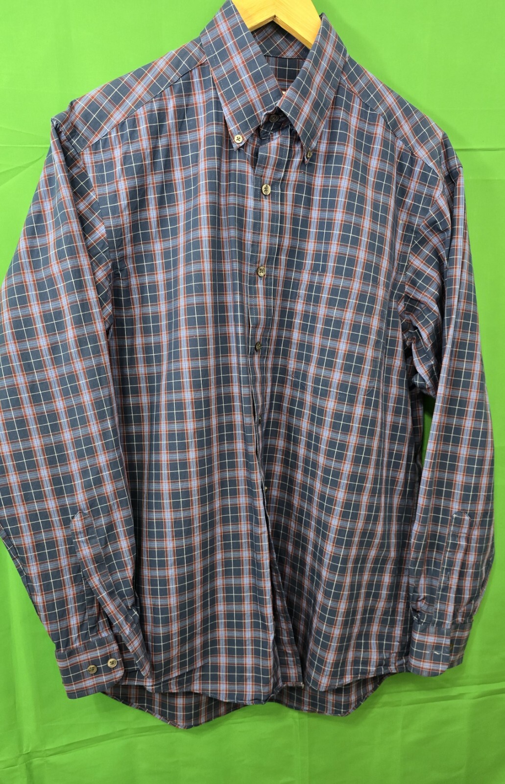 Club Room Men's Size 16 (32/33) - Navy Classic Fit -Twill Tattersall Dress Shirt