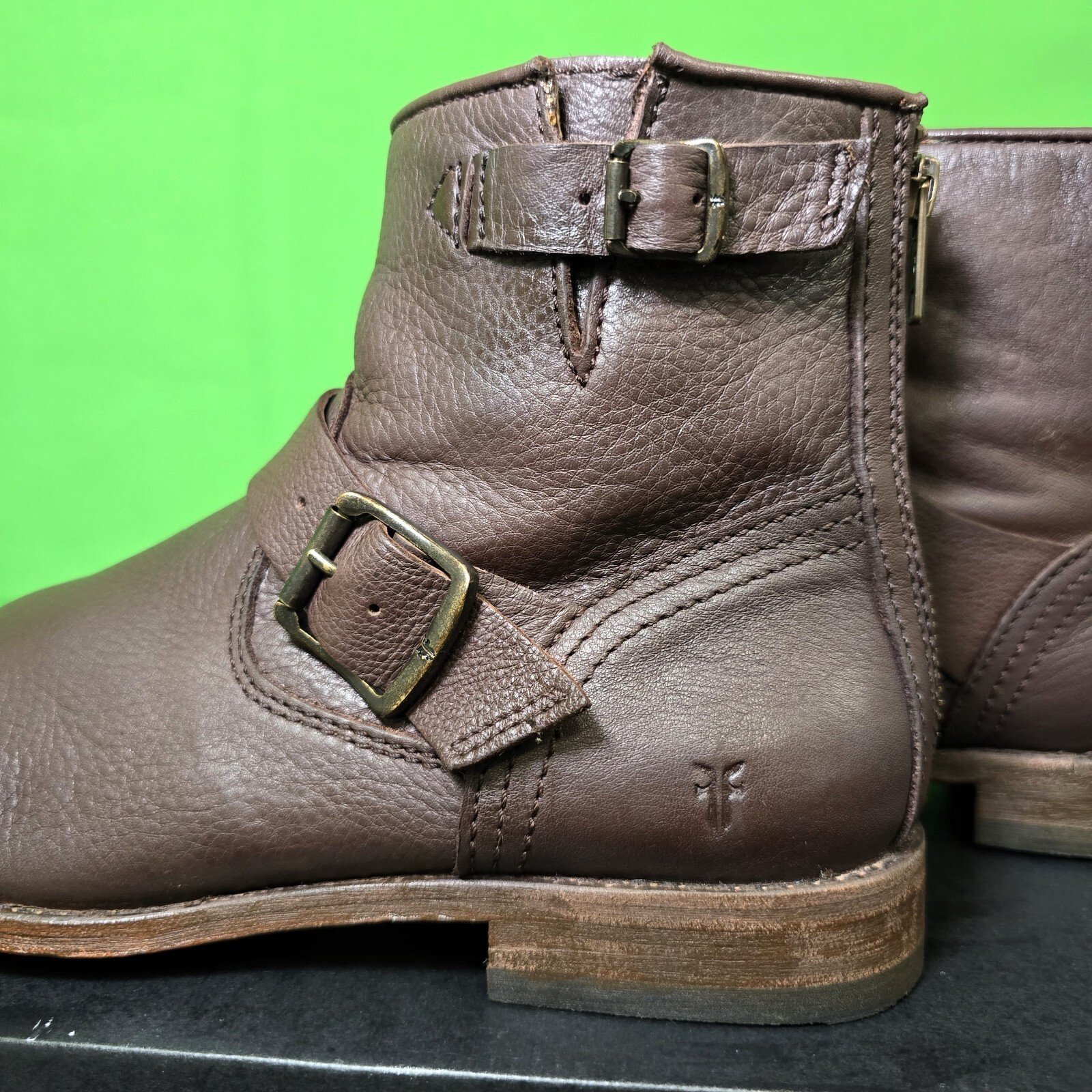 FRYE Women's Tyler-SVL Engineer Ankle Boot, Dark Brown, Size 8.5 B US