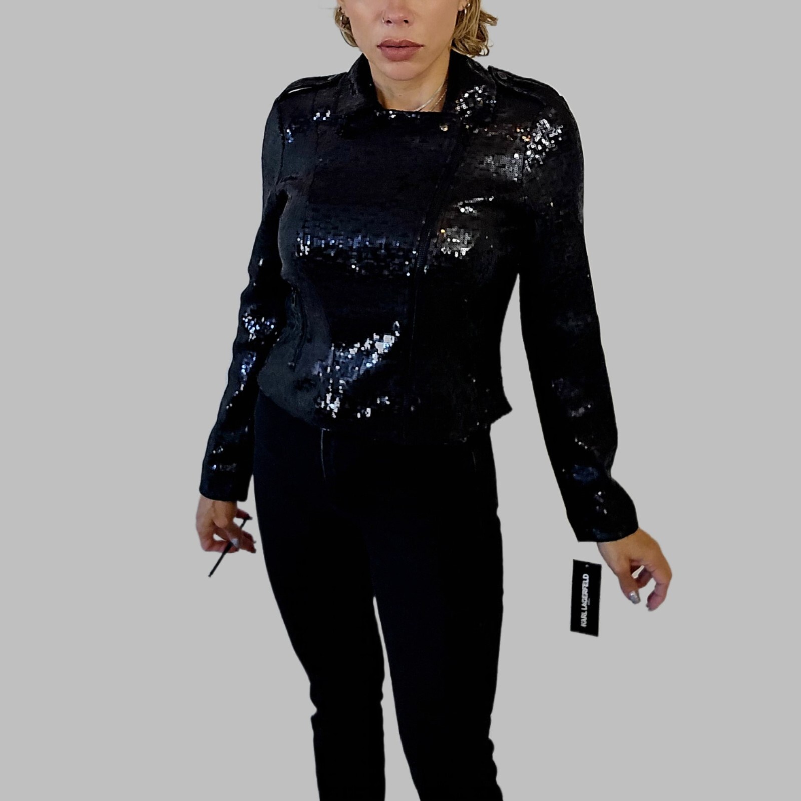 KARL LAGERFELD PARIS - Women's Sequined Moto Jacket – Size XS – NEW!