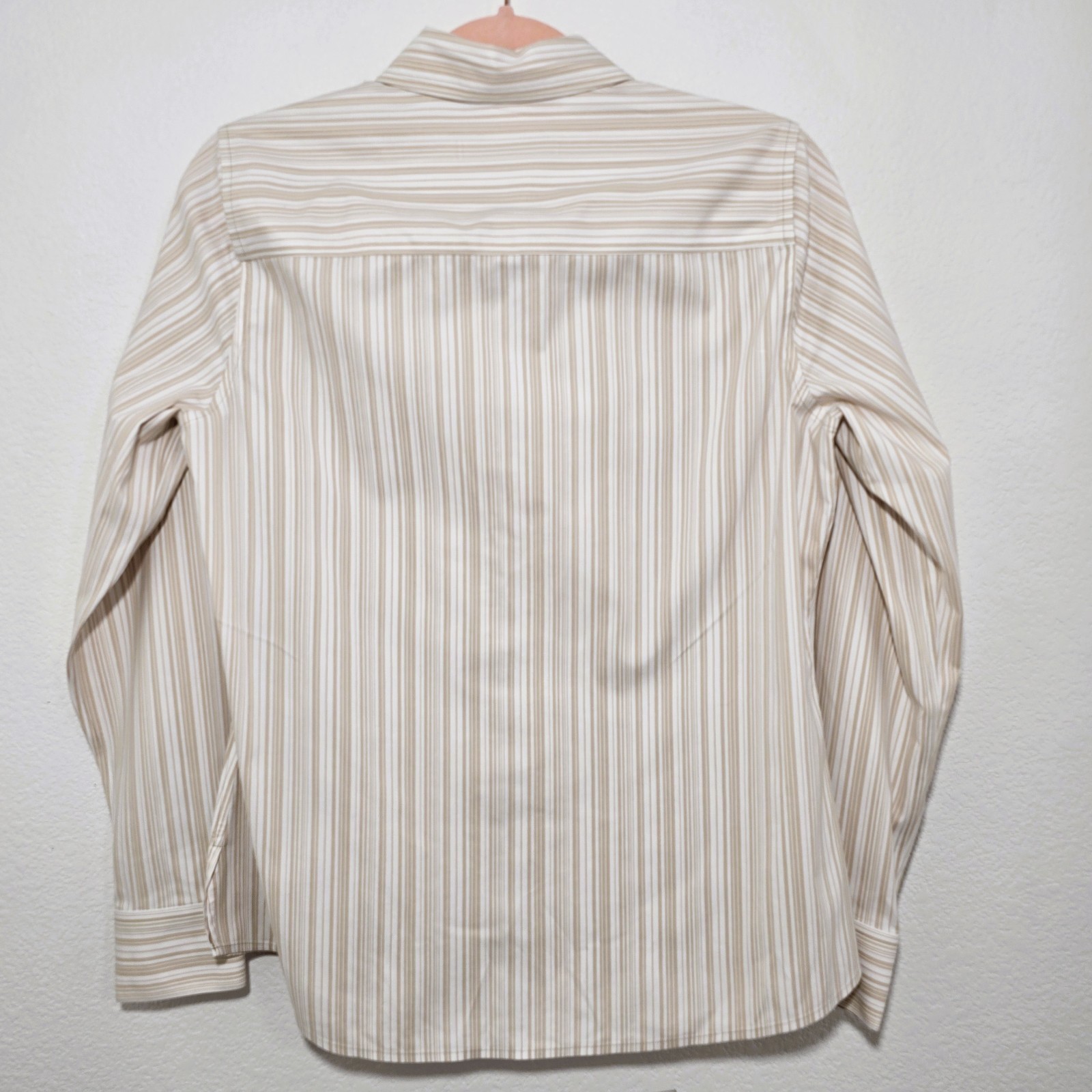 Foxcroft Women’s Non-Iron Stripe Long Sleeve Stretch Cotton Shirt SZ 6