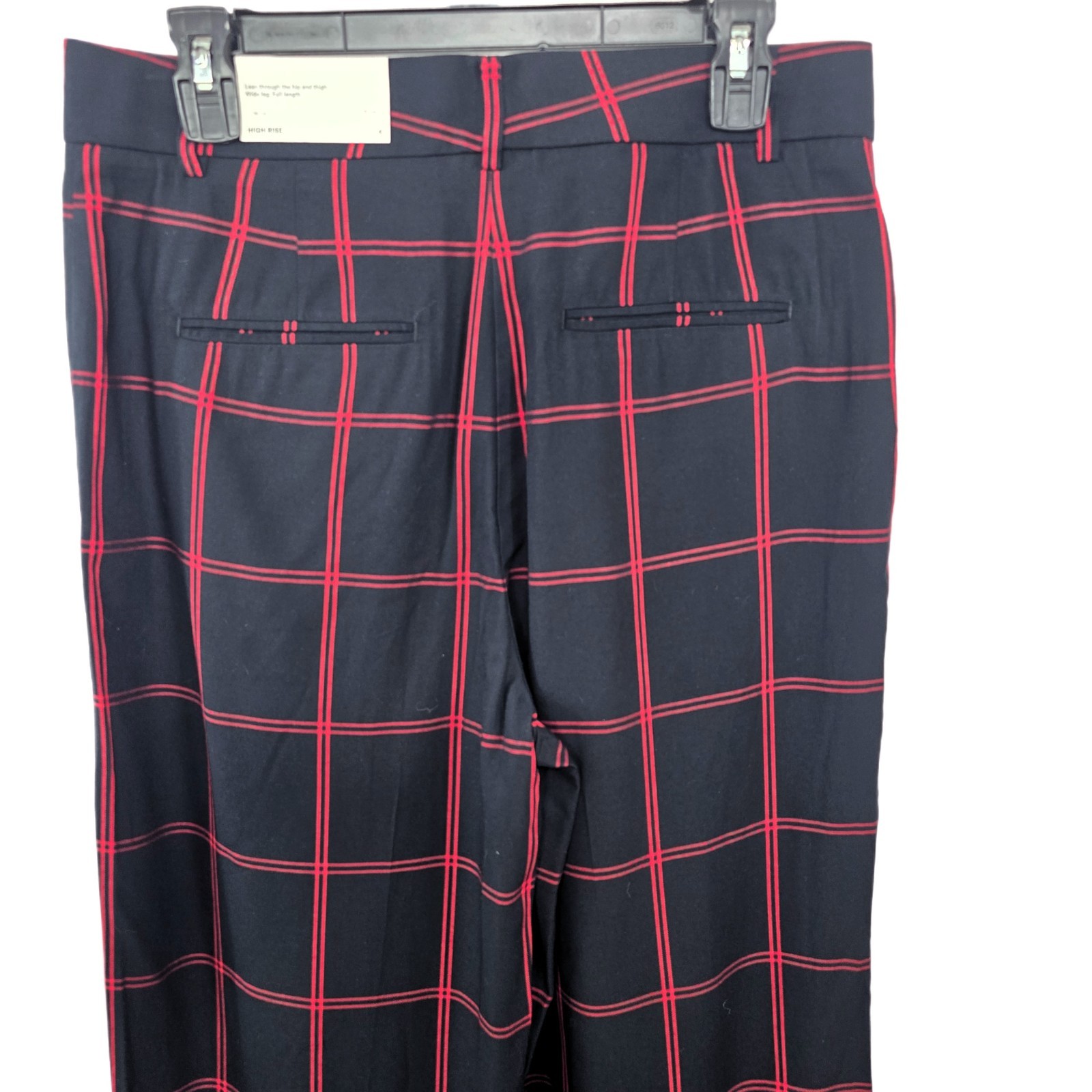 Ann Taylor NWT Sz 6 High Waist Wide Leg Plaid Pants Black Red Classic