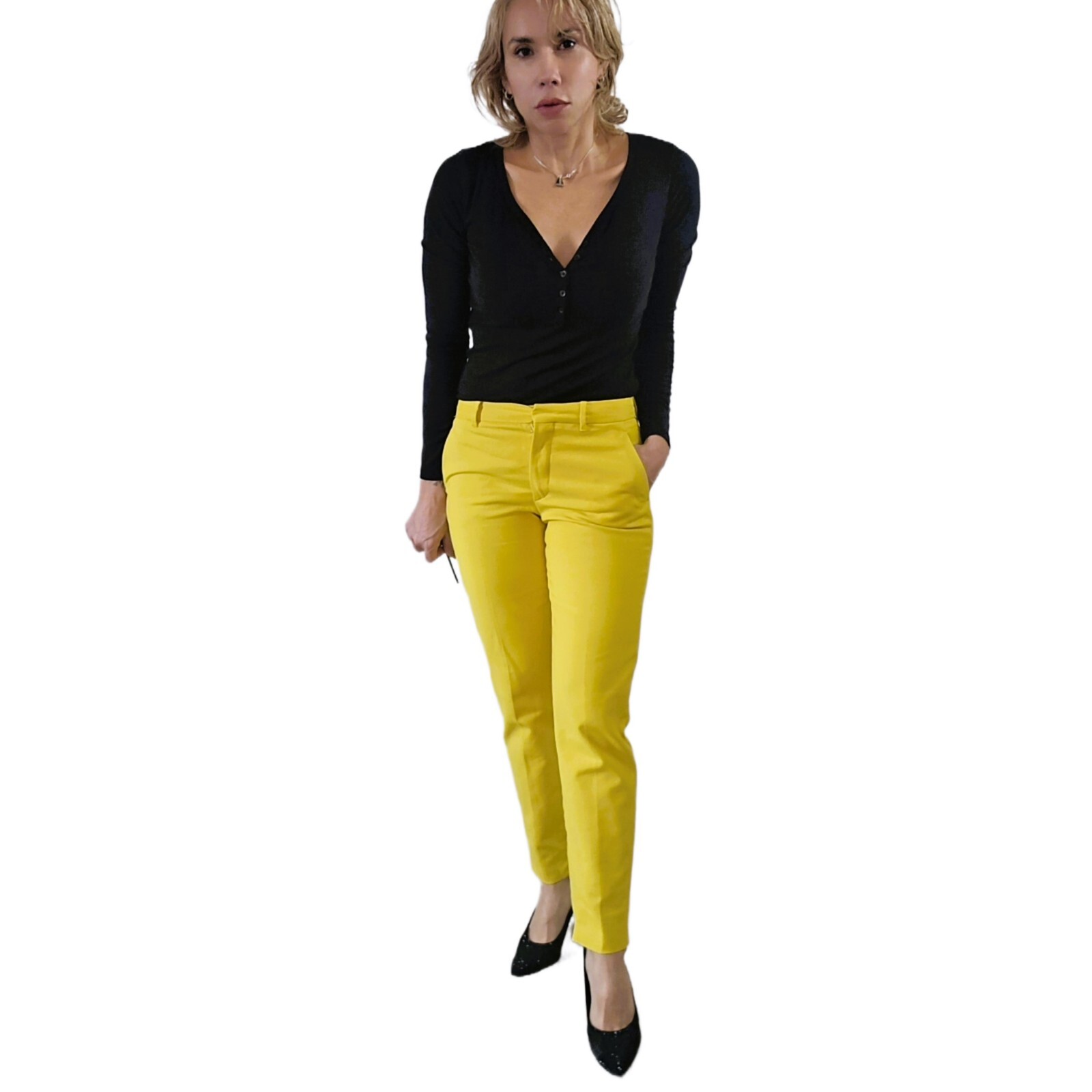 Zara Women's Vibrant Yellow Ankle Skinny Pants – Chino Fit | Size 4