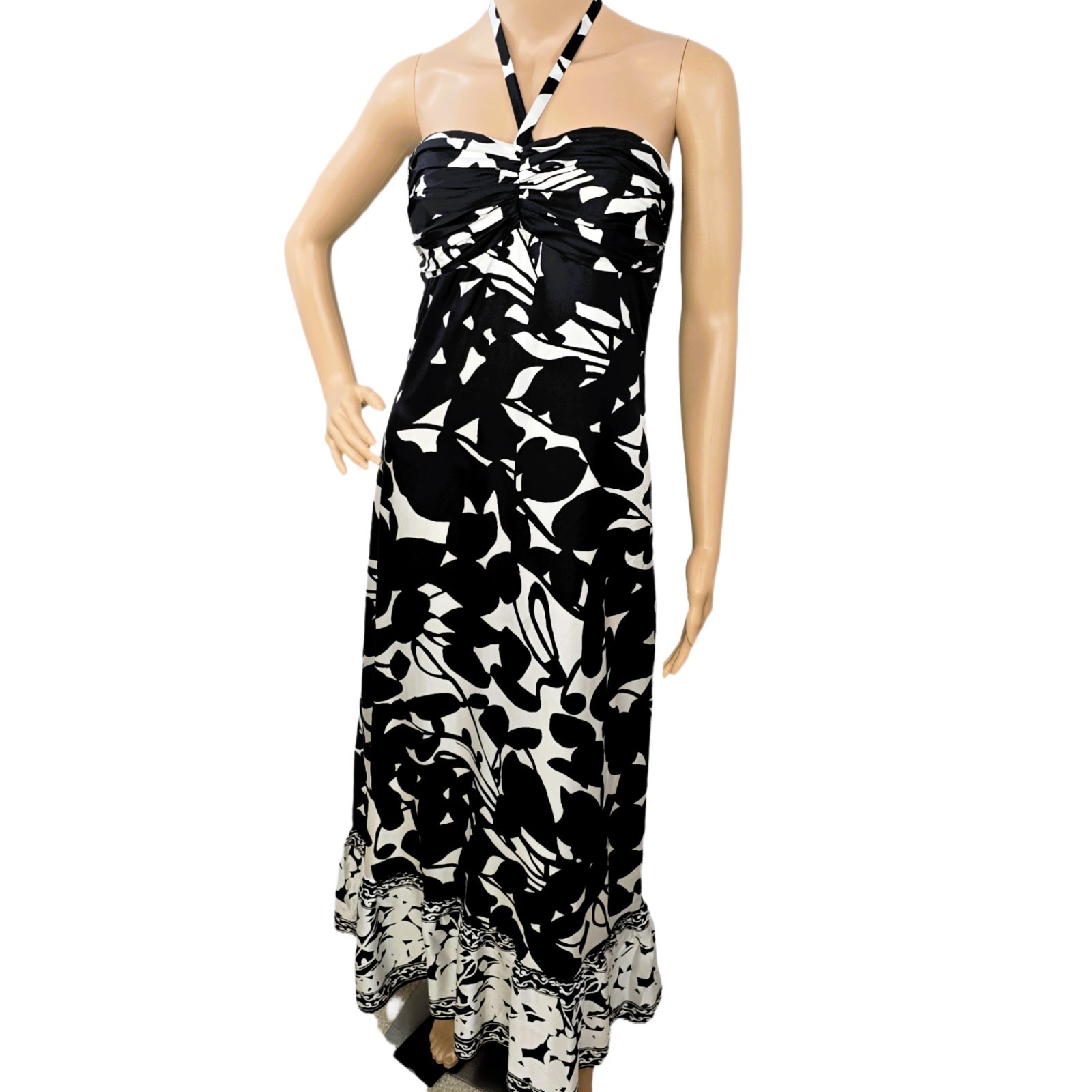 White House Black Market NWT Maxi Dress Size 2 Halter Sleeveless Floral