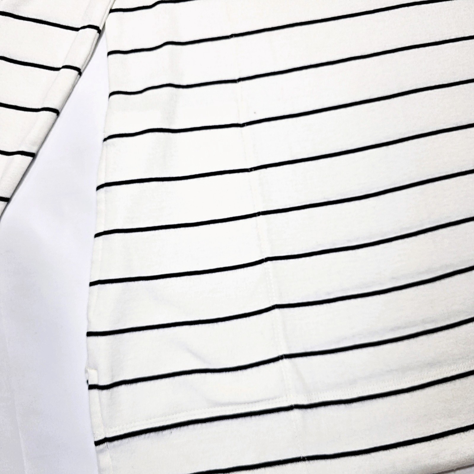 Chico’s Women’s White Black Striped Long Sleeve Tunic Top Pima Cotton Sz 1