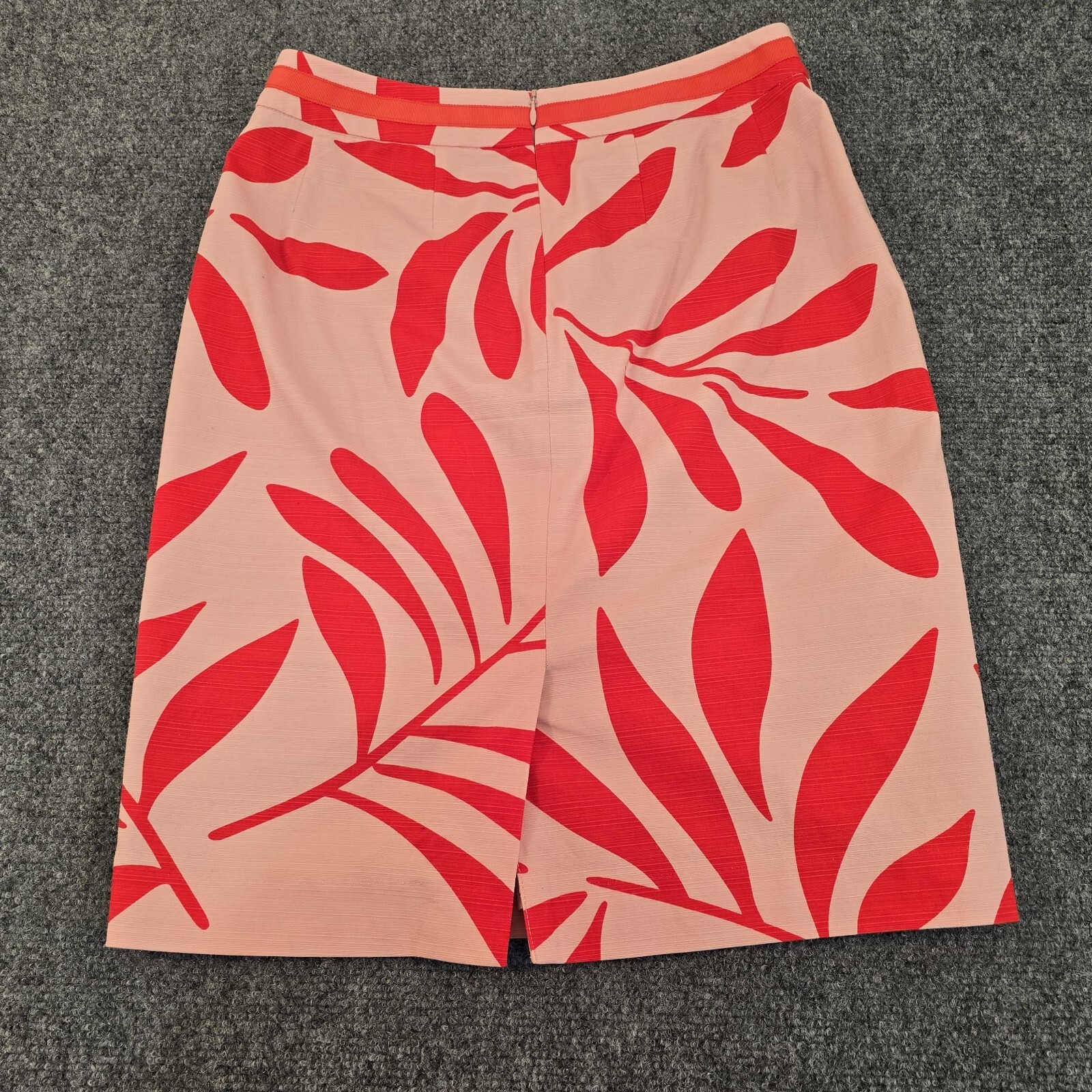 Boden Women's Pink/Red Floral Print Cotton Pencil Skirt, Lined, Size 4