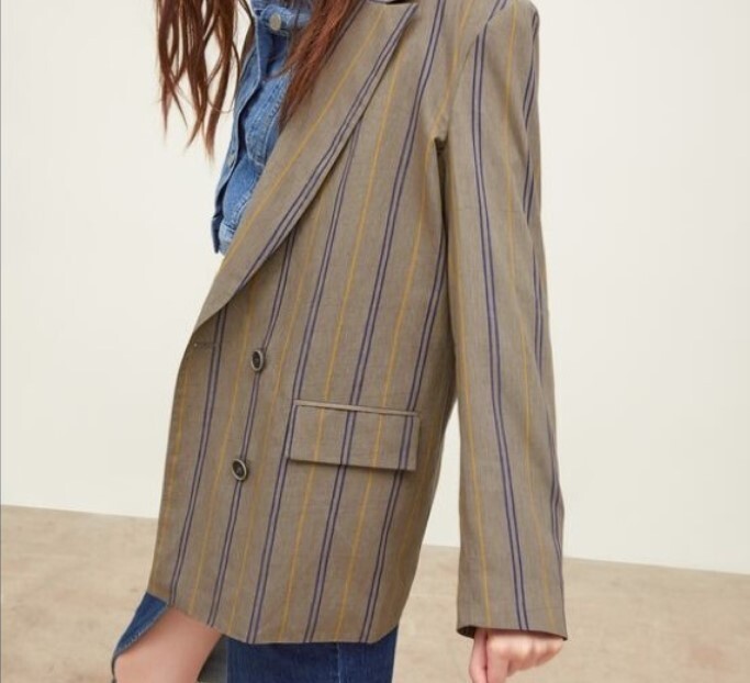 ZARA Striped Oversize Blazer - Size S, Bold and Stylish!