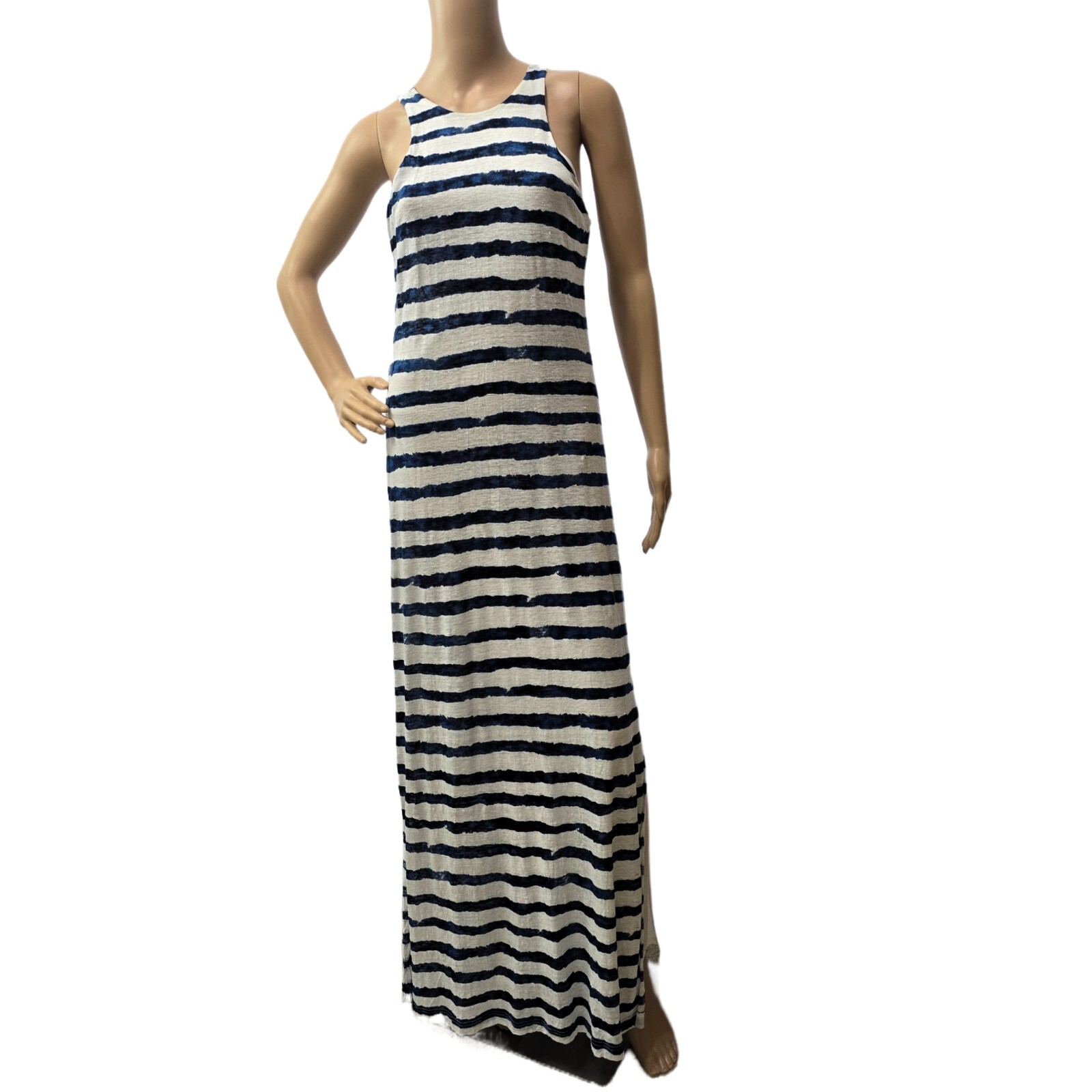 Lauren Ralph Lauren Women's Maxi Dress Small – Blue & White Striped Linen