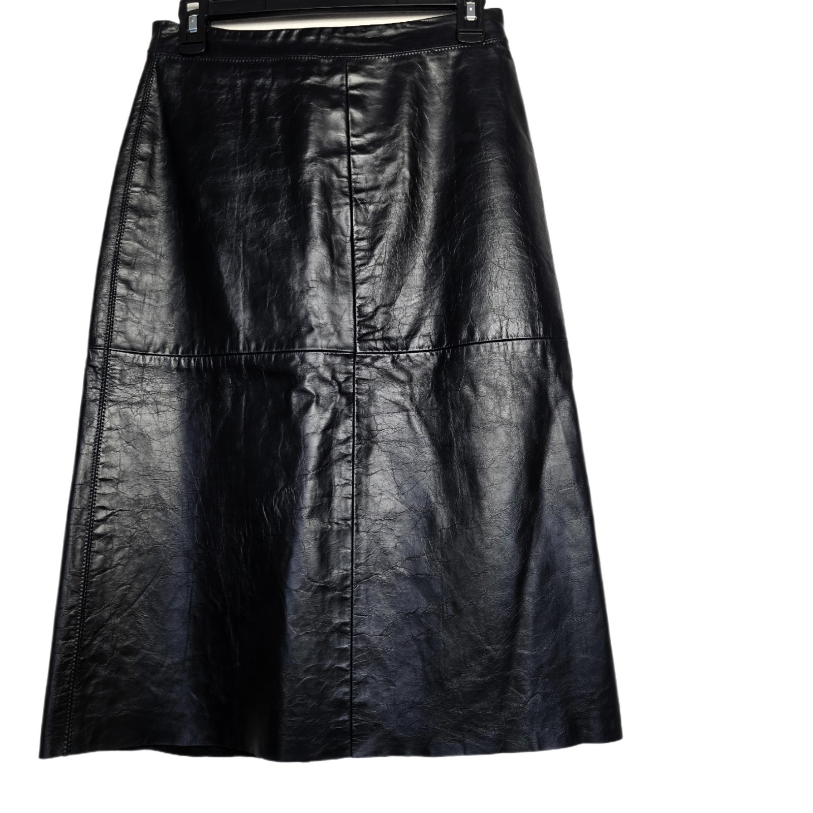 Vintage Y2K GAP Black Genuine Leather A-Line Skirt Size 1 – 29” Waist Lined