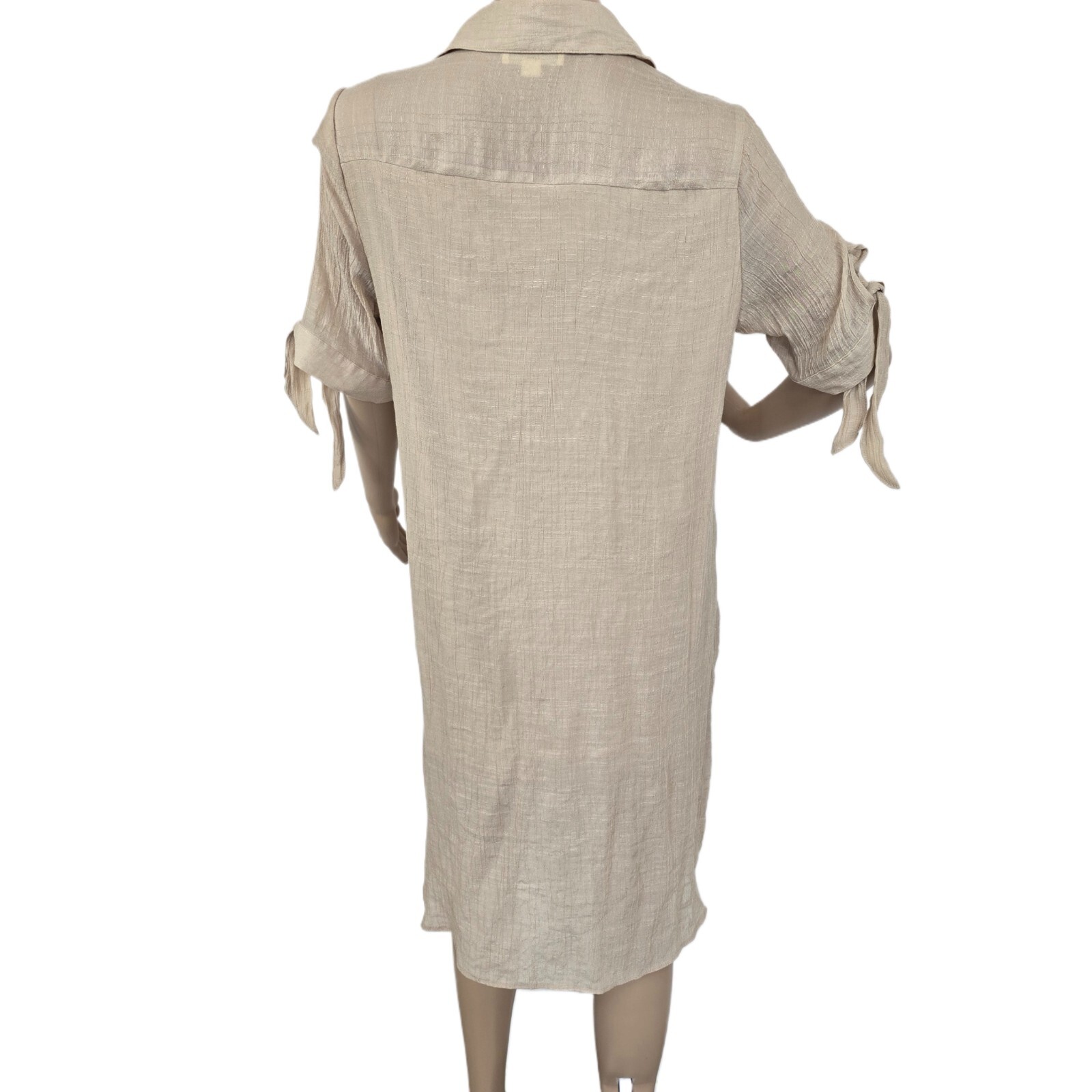 Indigo Rose Women's M Beige Shirt Dress Lined Button-Up Lightweight Boho