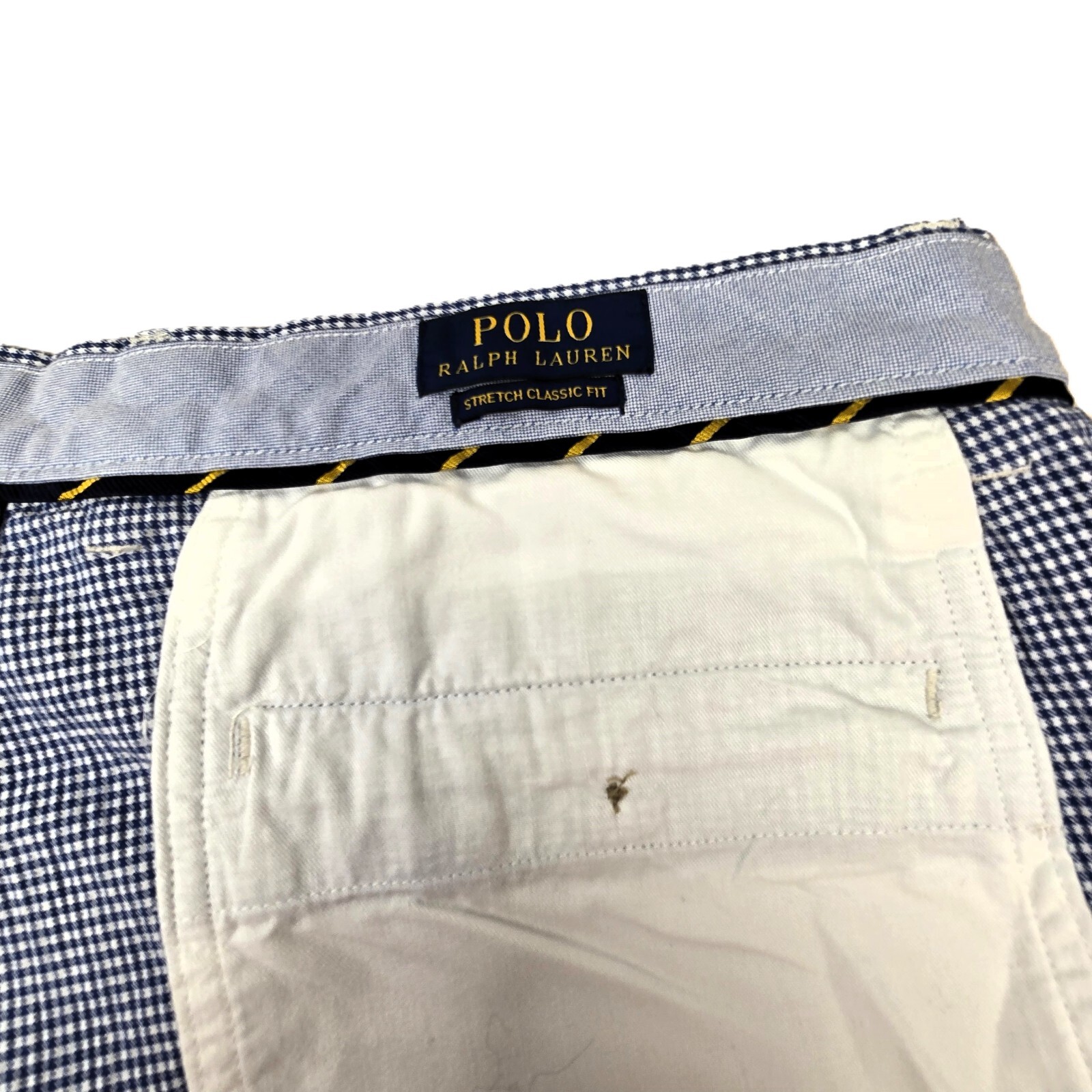 Polo Ralph Lauren Men’s Shorts 36 Blue White Houndstooth Chino Stretch Fit