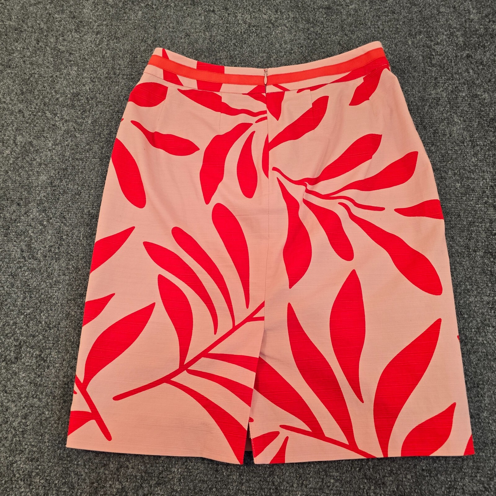 Boden Women's Pink/Red Floral Print Cotton Pencil Skirt, Lined, Size 4
