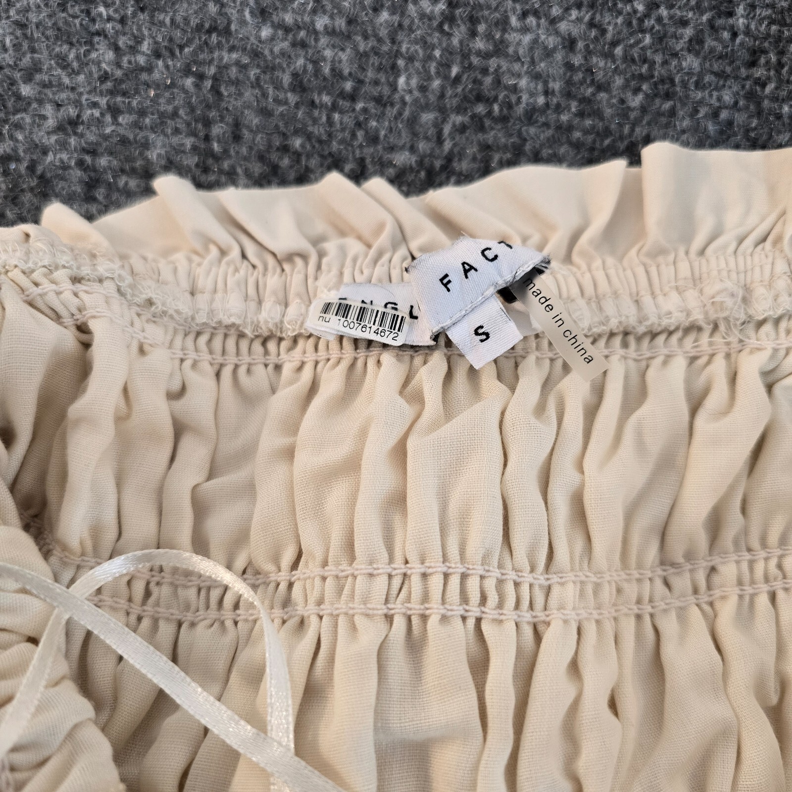 English Factory Women's Ruffled Shoulder Straps Midi Dress | Beige | Size S