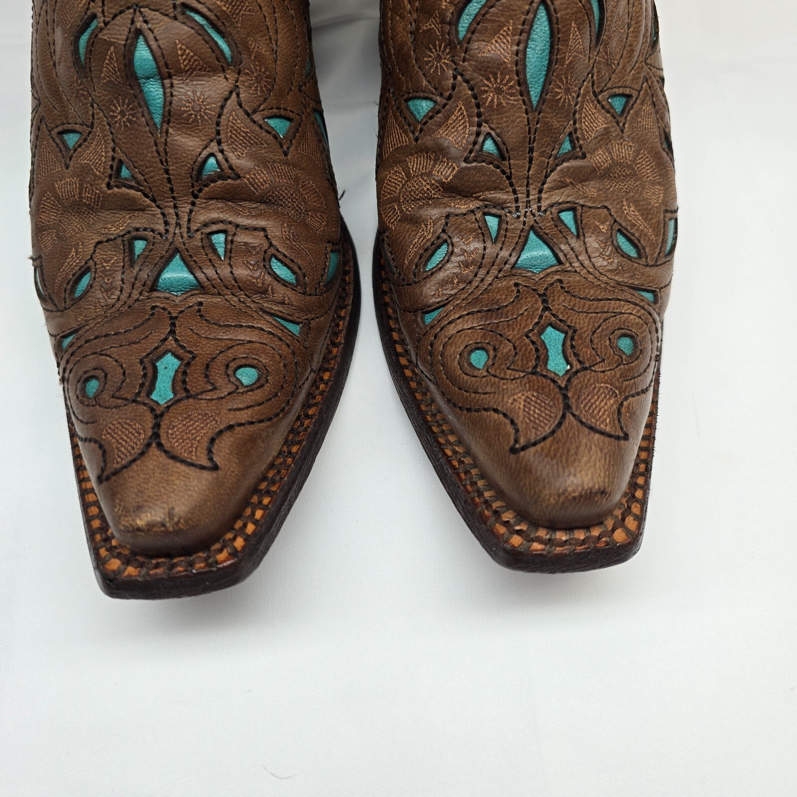 Corral Women’s Western Cowboy Boots Brown Turquoise Leather Size 7M - Used