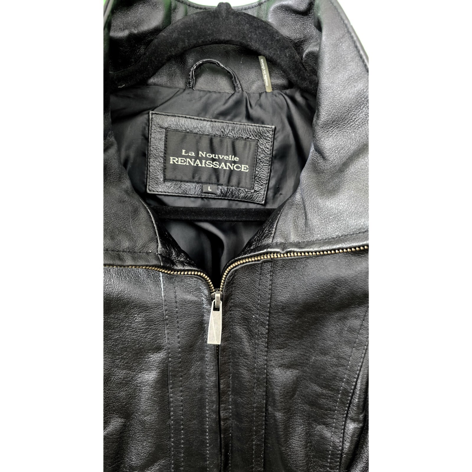 LA NOUVELLE RENAISSANCE Full Zip Genuine Leather Jacket Women's - Size L