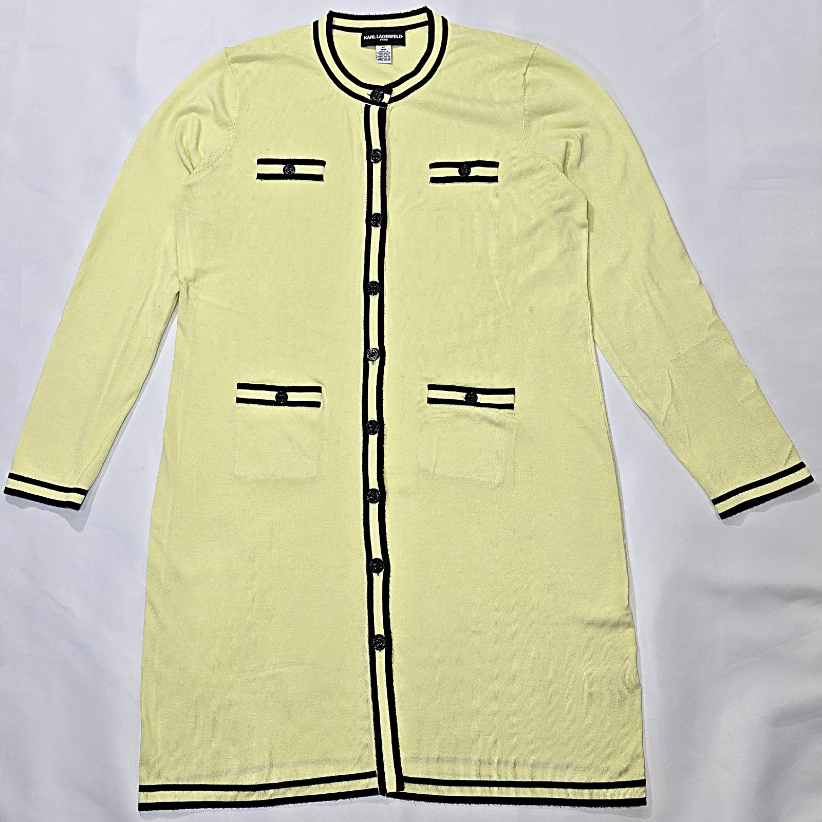 Karl Lagerfeld Paris Sweater Day Dress Long Sleeve Green Black M