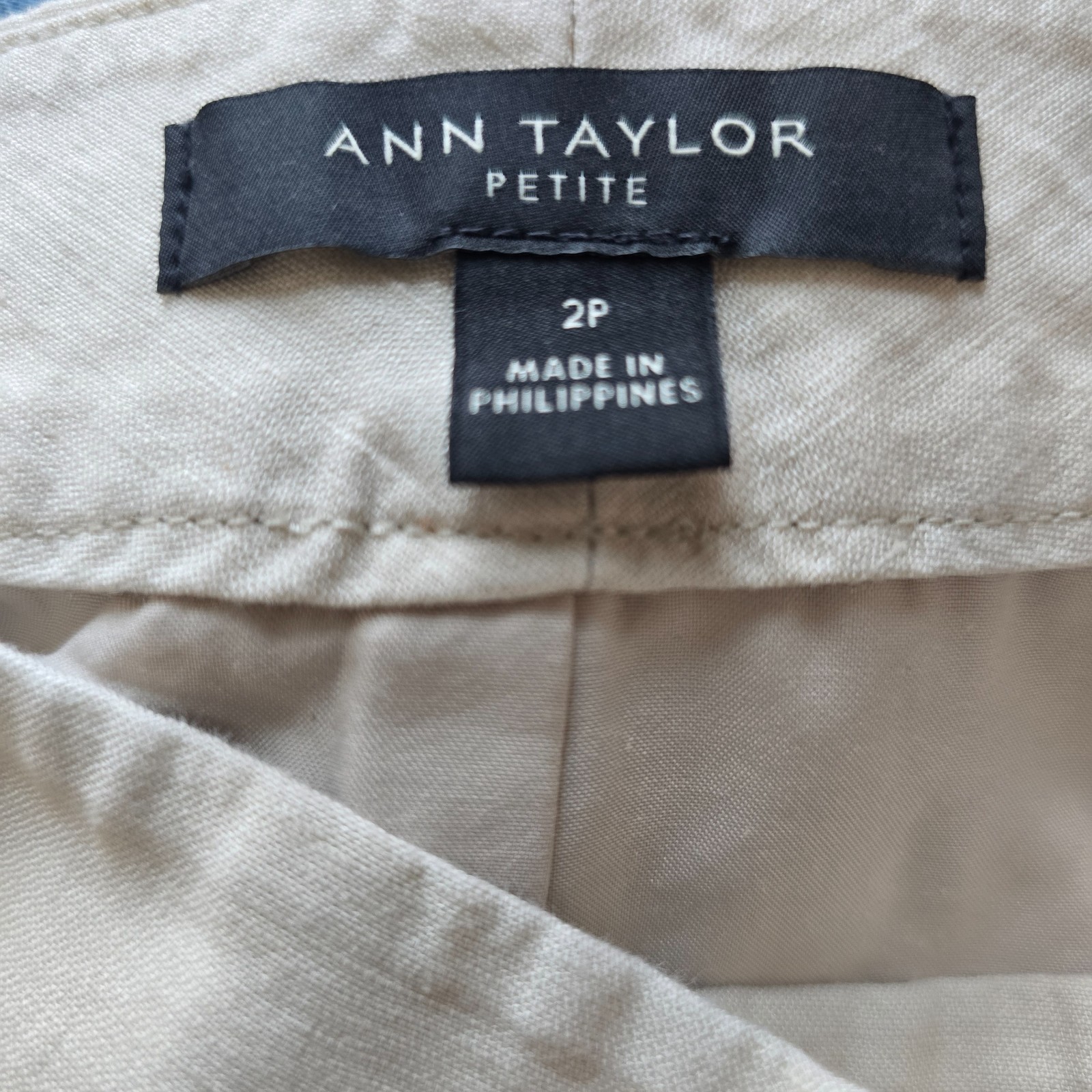 Ann Taylor Safari Belted Mini Skirt 2P Khaki A-Line Button Front Lined Cotton
