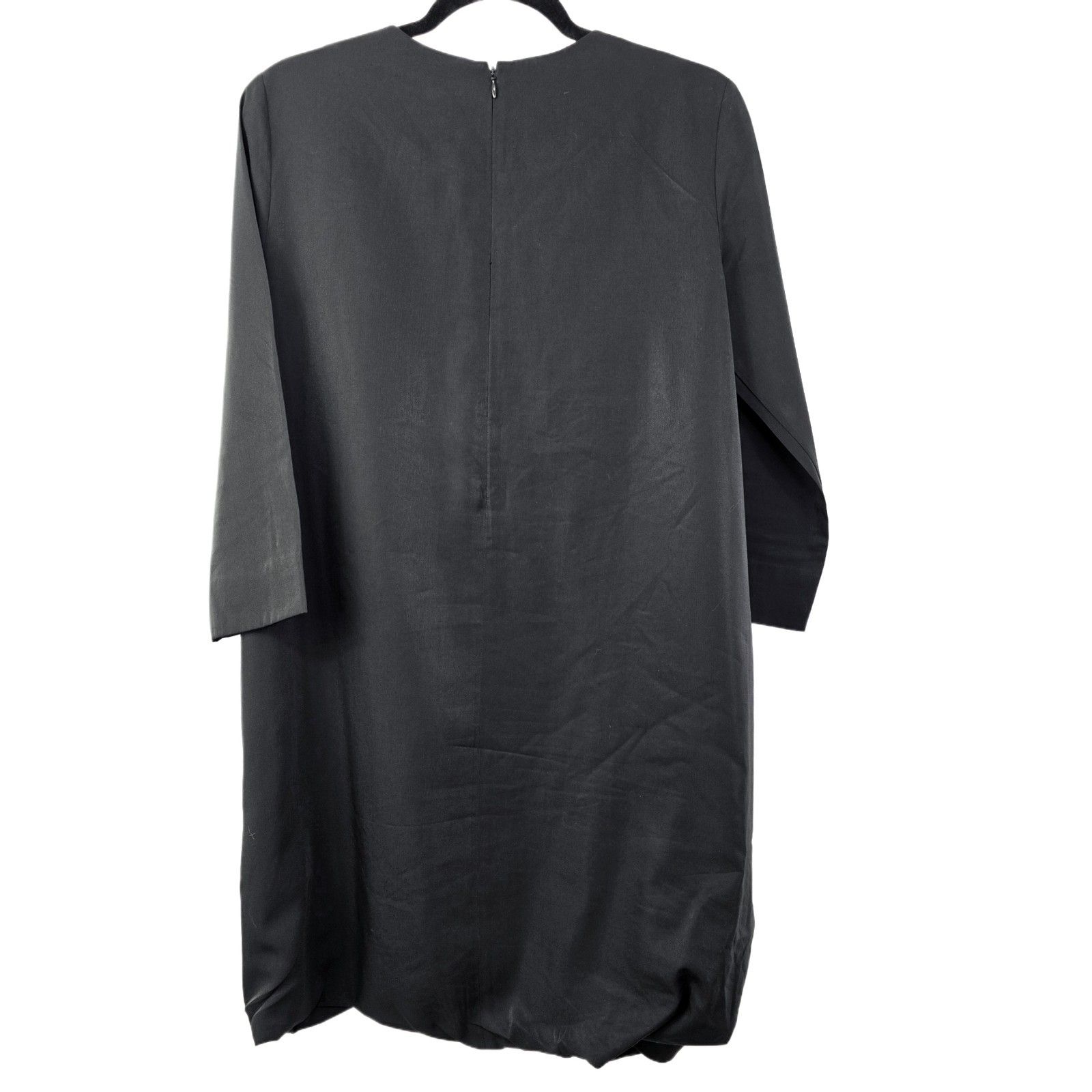 COS Women's Black Asymmetric Gathered Hem Long Sleeve Dress Size 8 Modal