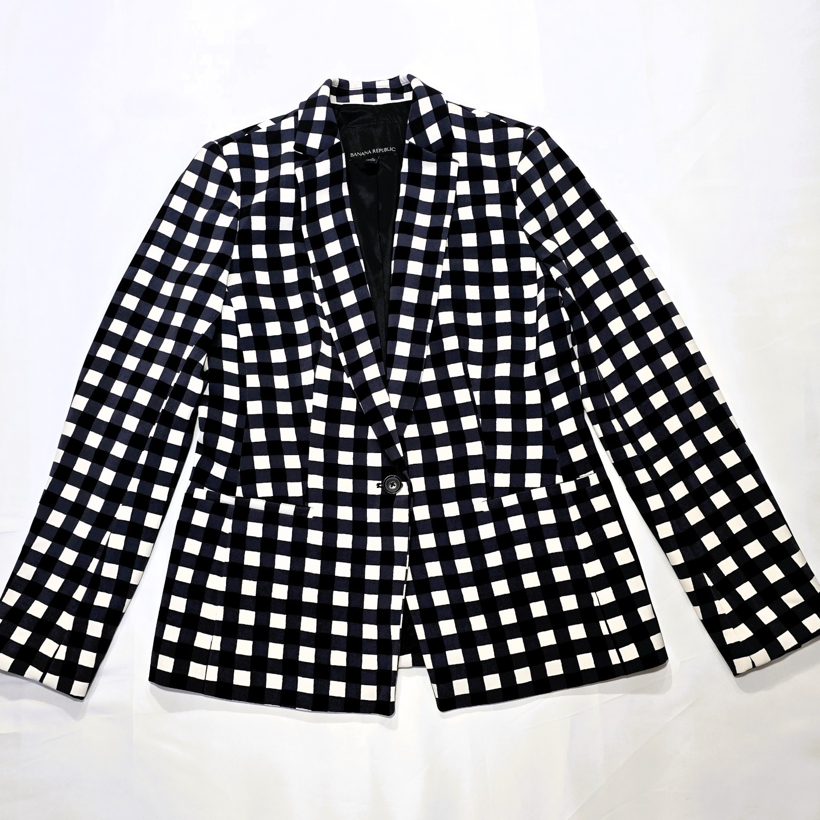 Banana Republic Women’s Gingham Blazer Size 4 Check Print Jacket Work Casual