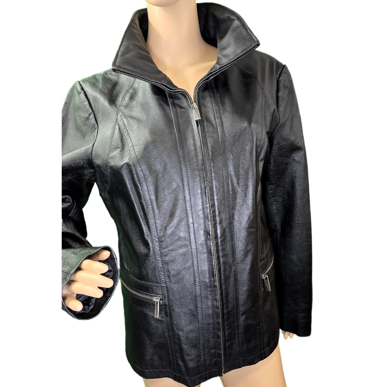 LA NOUVELLE RENAISSANCE Full Zip Genuine Leather Jacket Women's - Size L