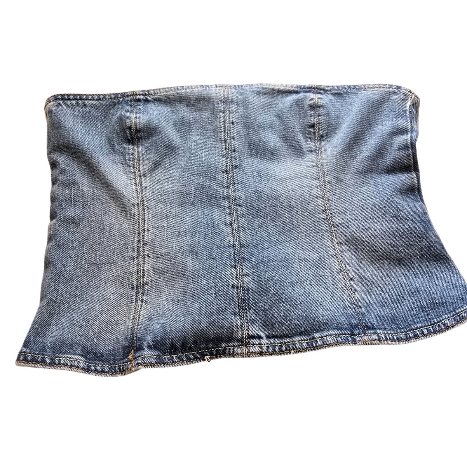ZARA Denim Corset Tube Top Strapless Bustier Mid Blue Women’s M