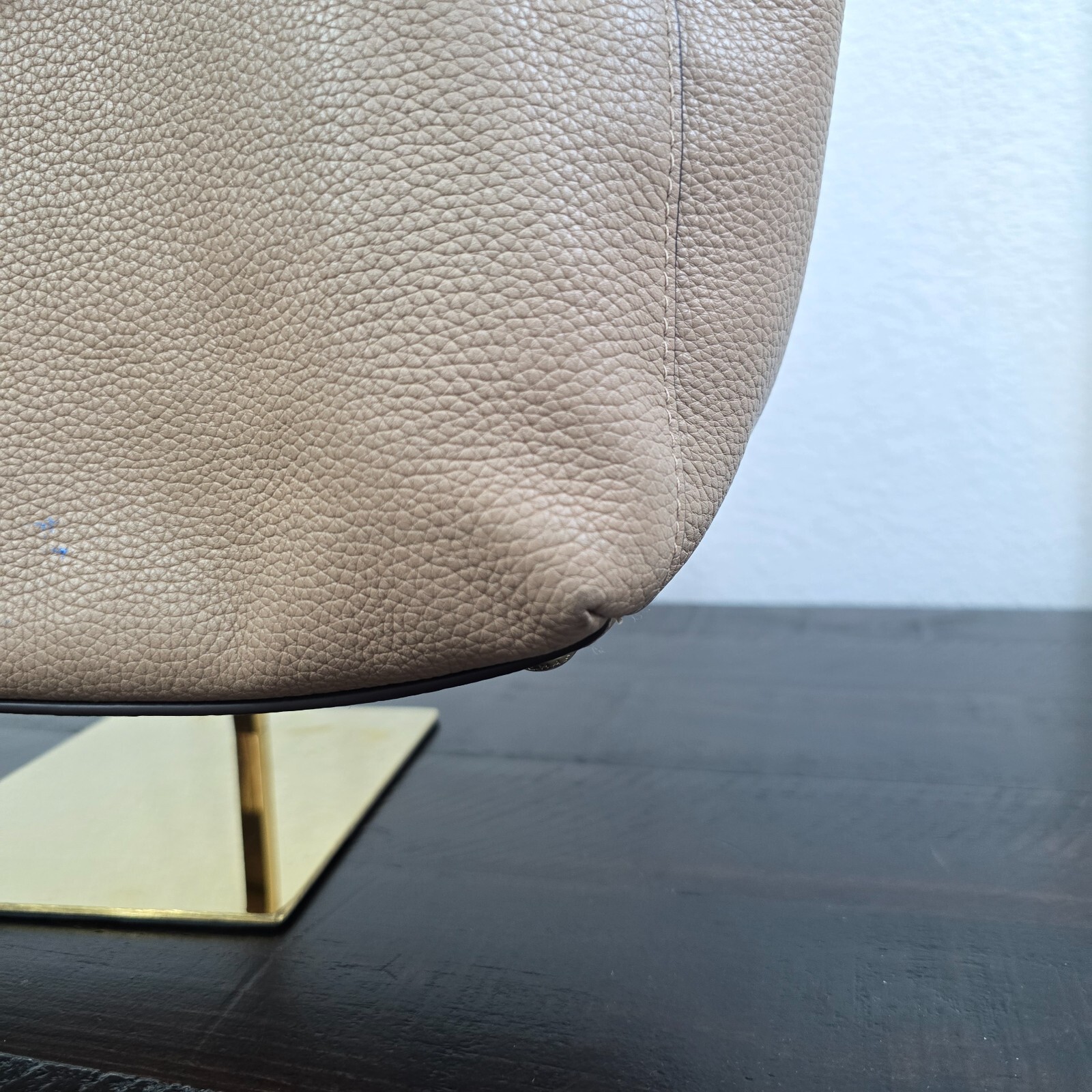 Michael Kors Harper Tote Large Khaki Shoulder Bag Leather Gold Chain MK