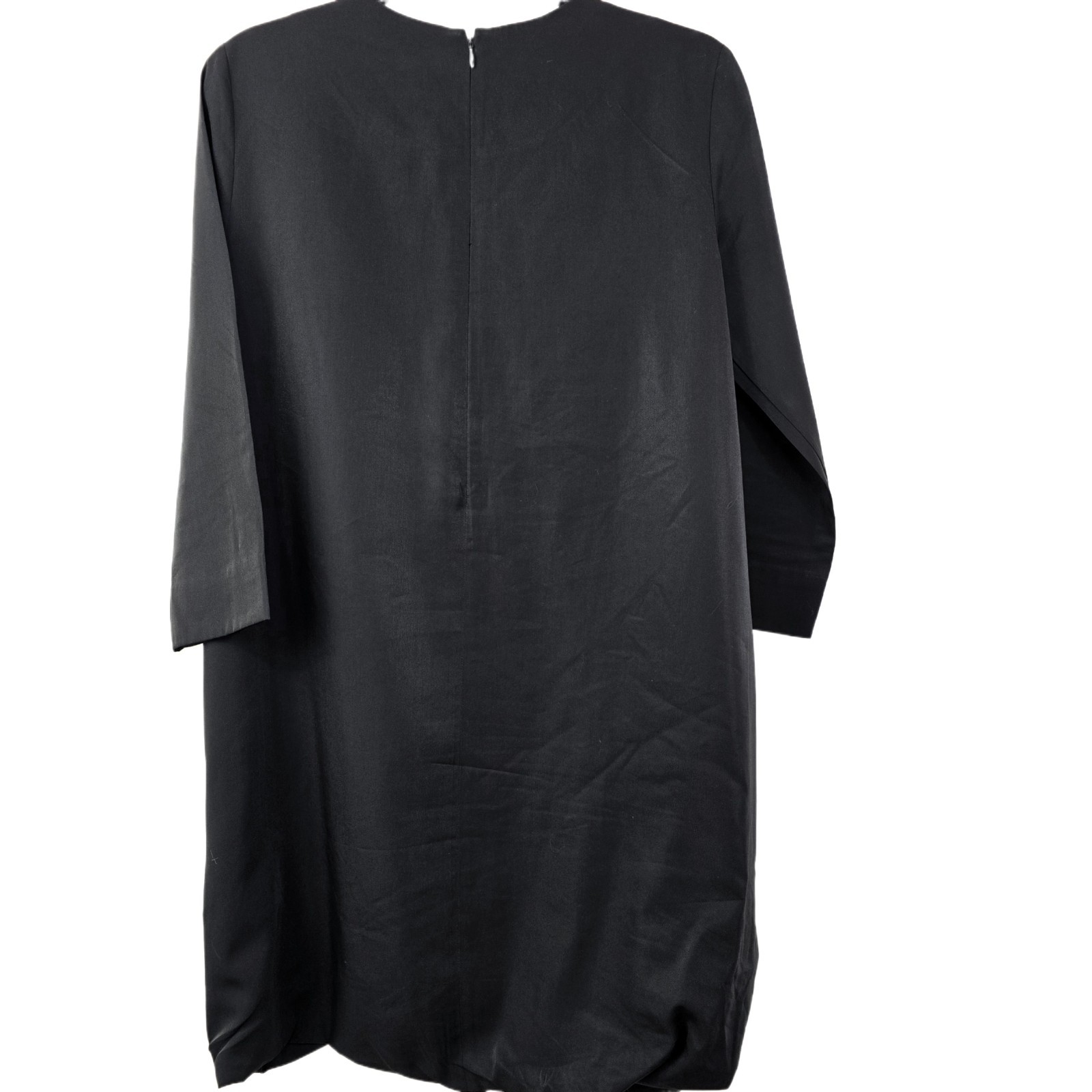 COS Women's Black Asymmetric Gathered Hem Long Sleeve Dress Size 8 Modal