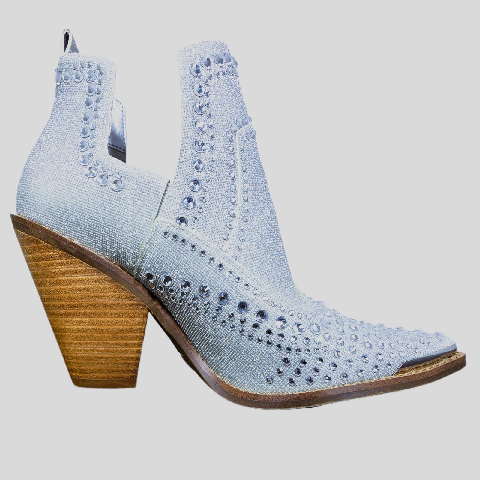 Gianni Bini Jeweled Silver Glitter Cowboy Booties Women’s 8 M Western Heels