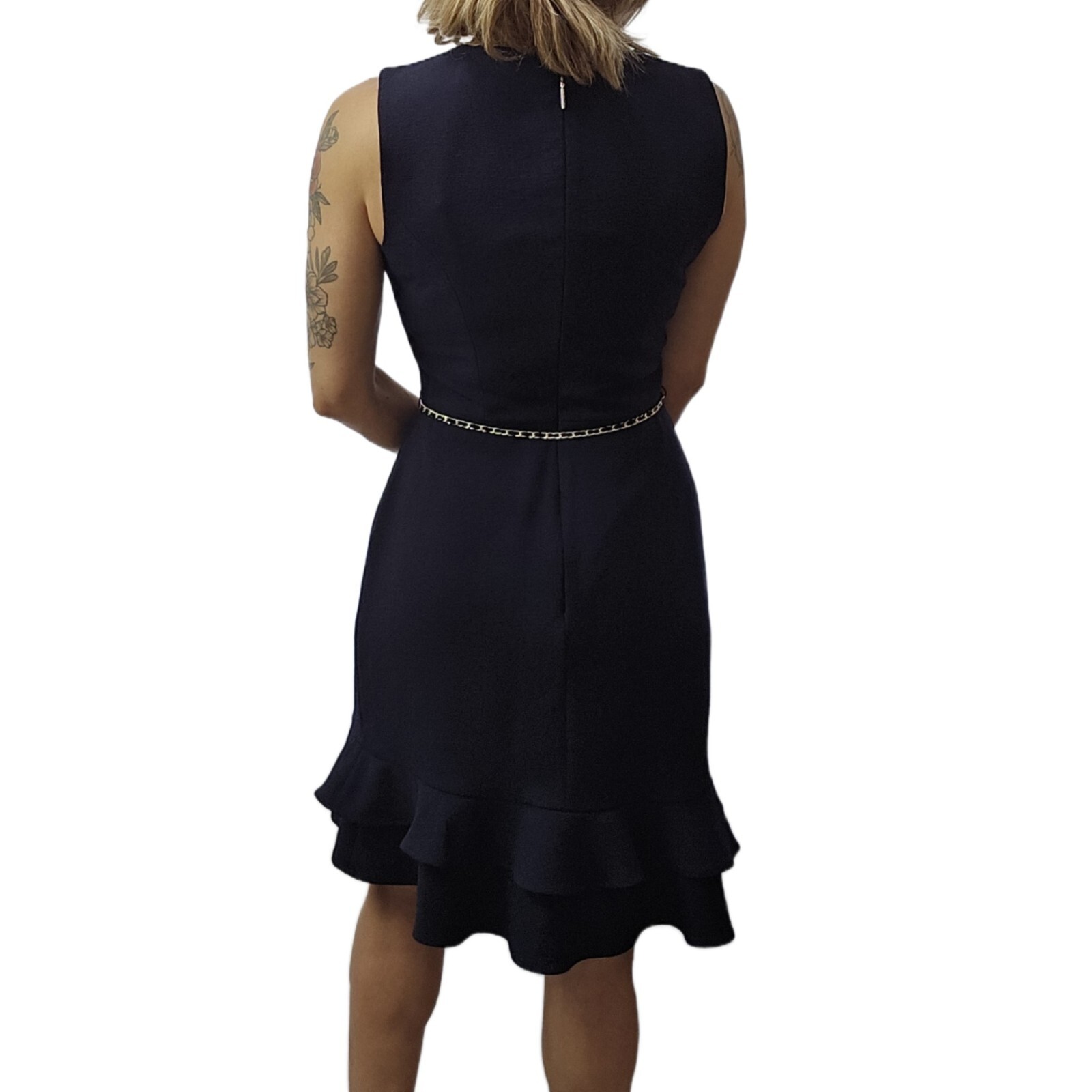 Karl Lagerfeld Women's Dress, Navy, Size 4, Chain Belt – Very Good Condition