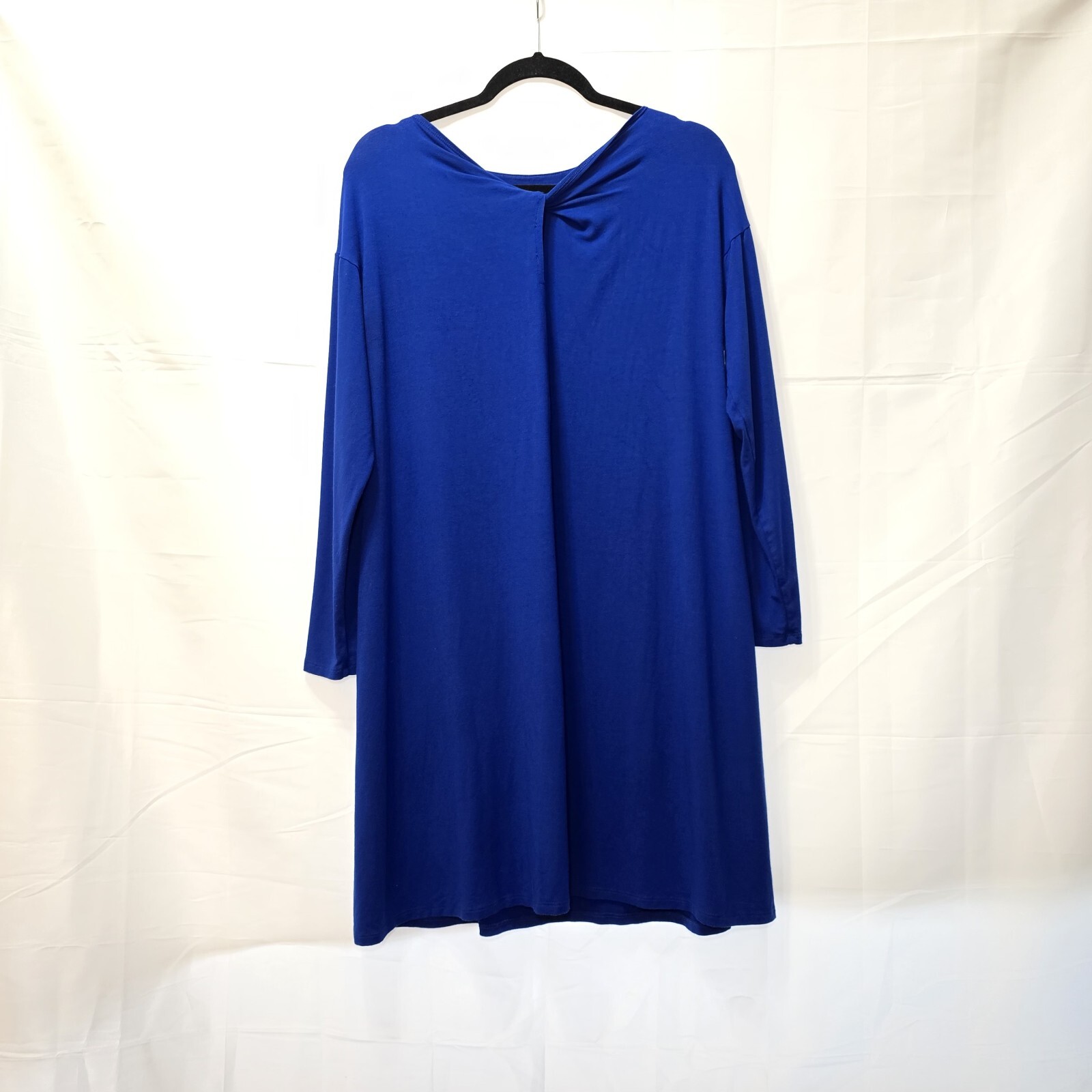 Eileen Fisher Bateau Neck Twist Back Shift Dress - Indigo Blue, M Petite
