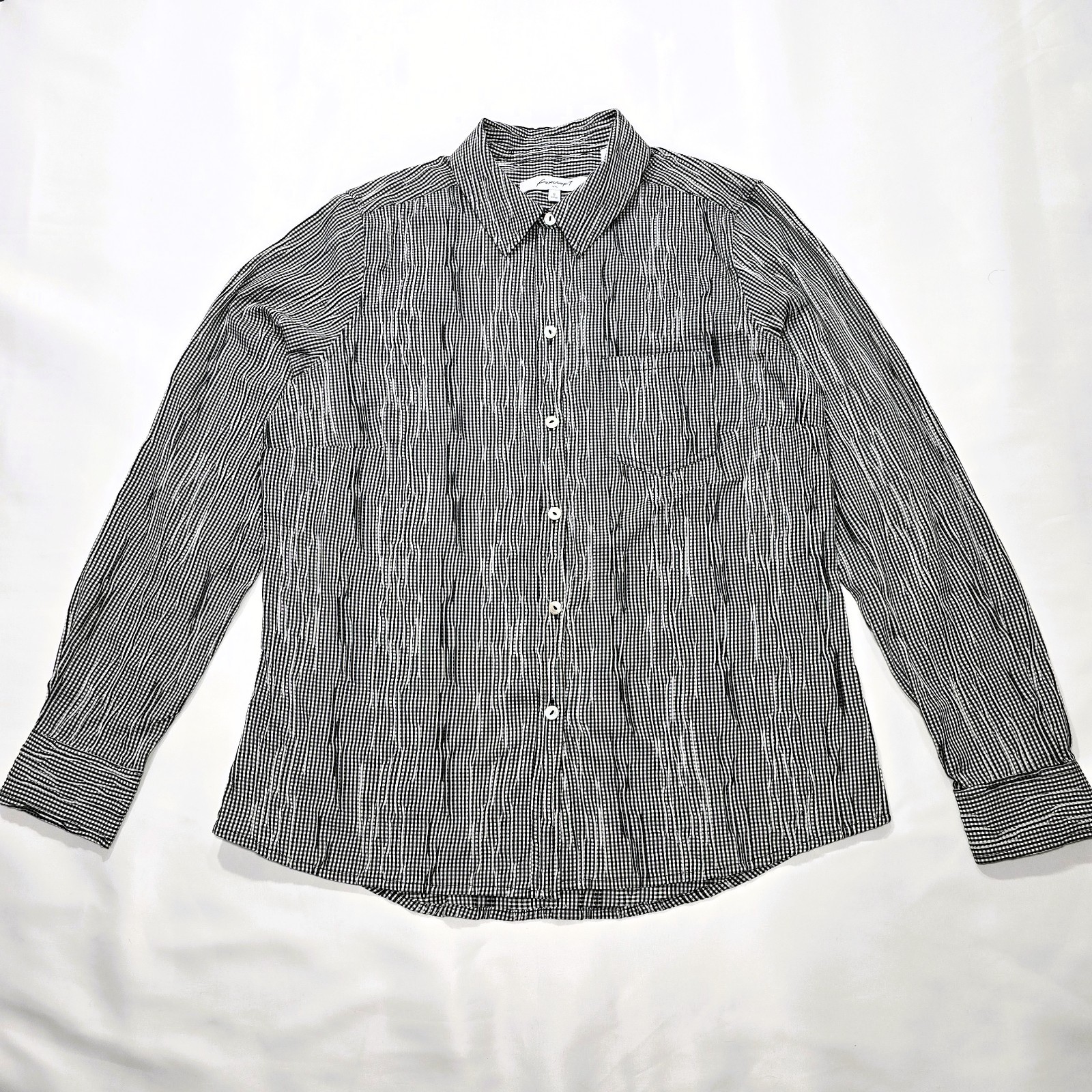Foxcroft Women's Textured Gingham Stretch Shirt Black & White Size 8