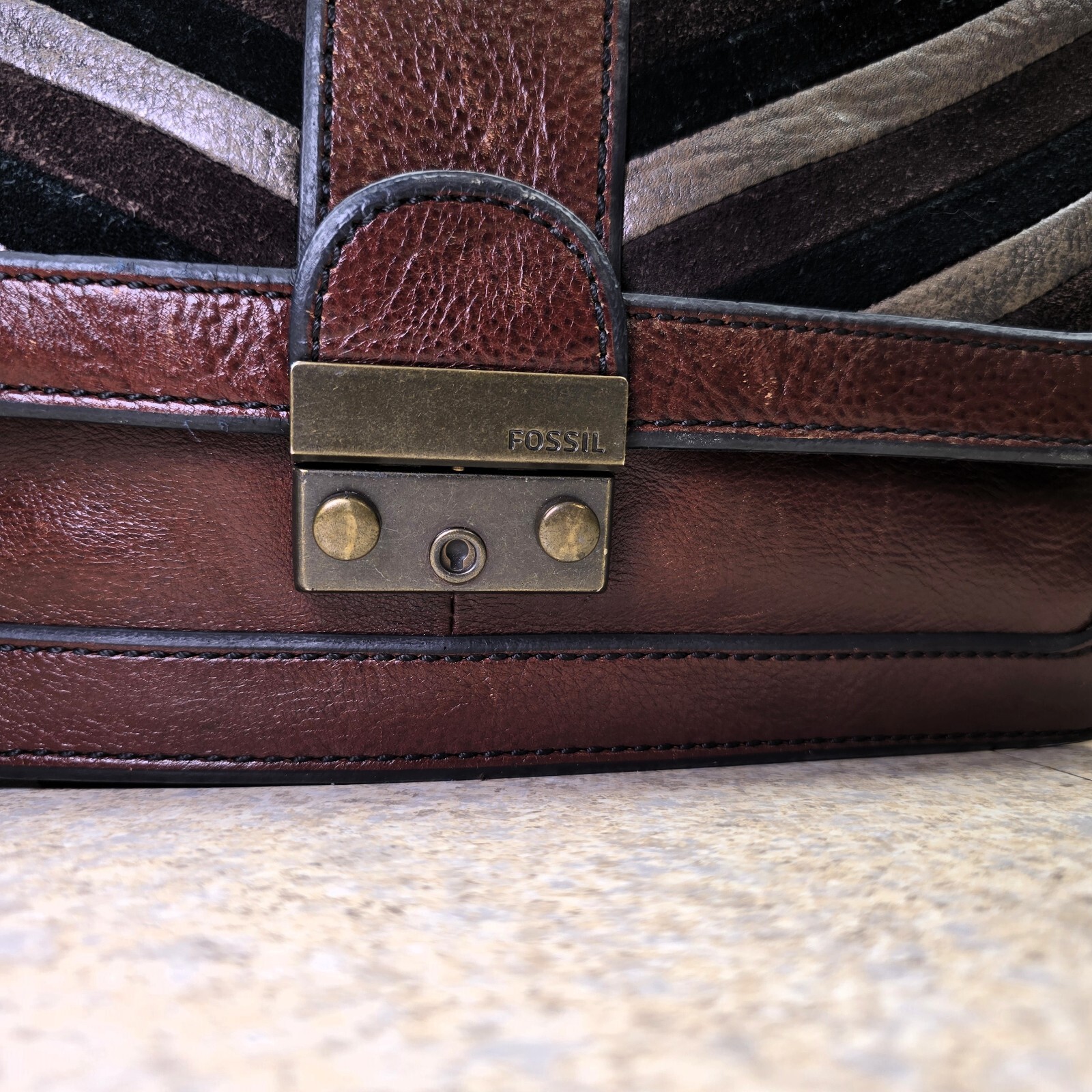 Fossil Vintage Genuine Leather & Suede Purse – Brown – Excellent Condition