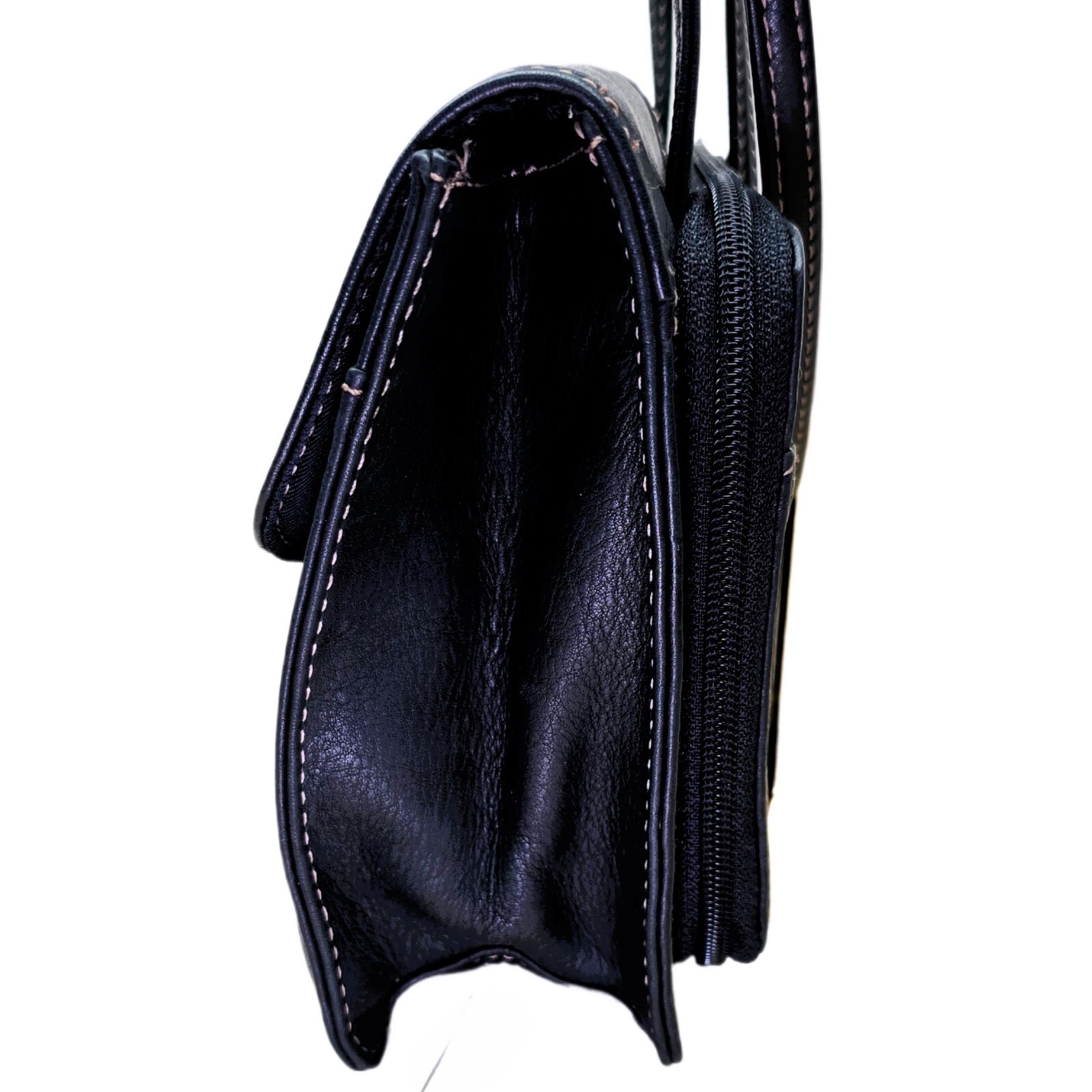 Fossil Pebble Black Leather Crossbody Wallet Purse – Genuine Leather