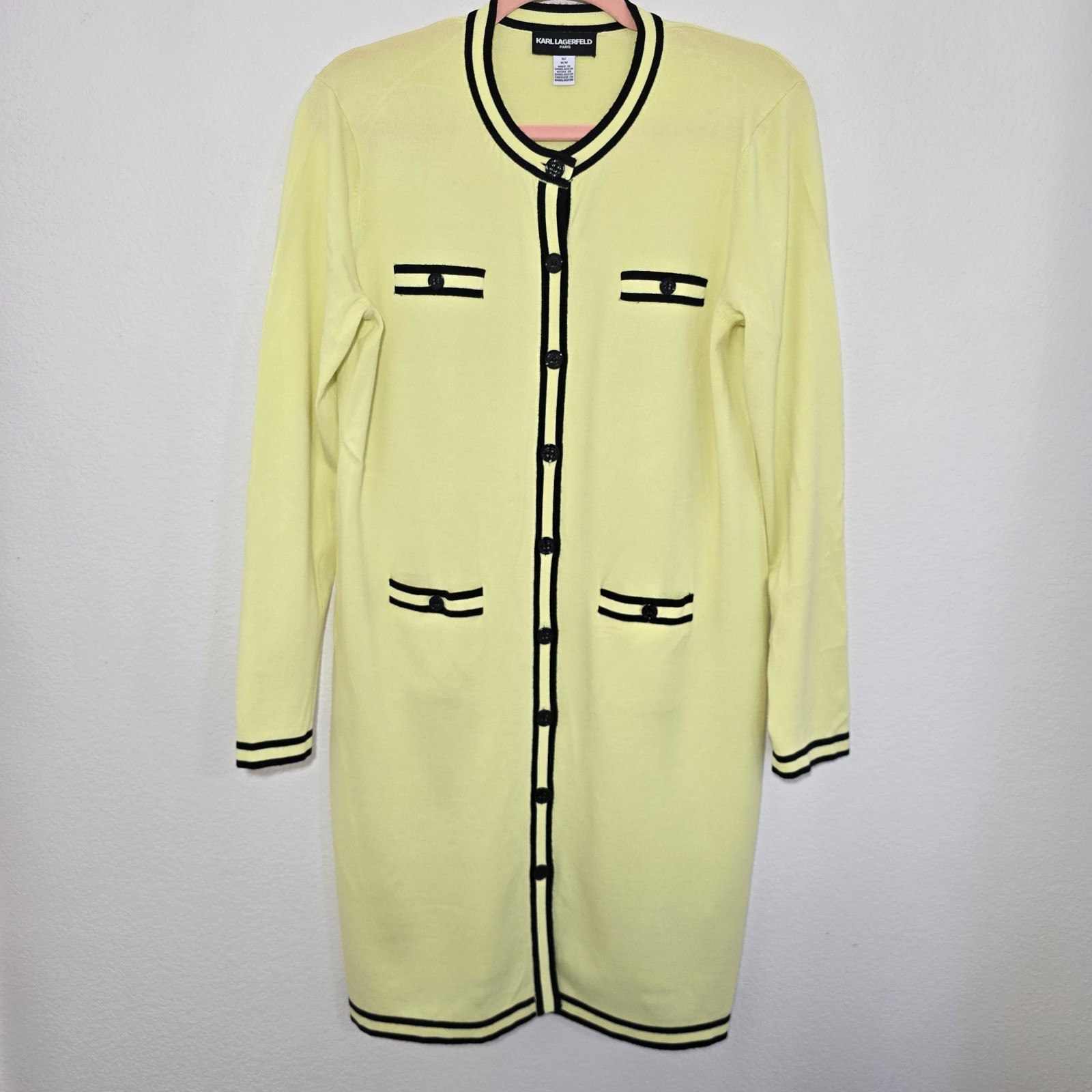 Karl Lagerfeld Paris Sweater Day Dress Long Sleeve Green Black M