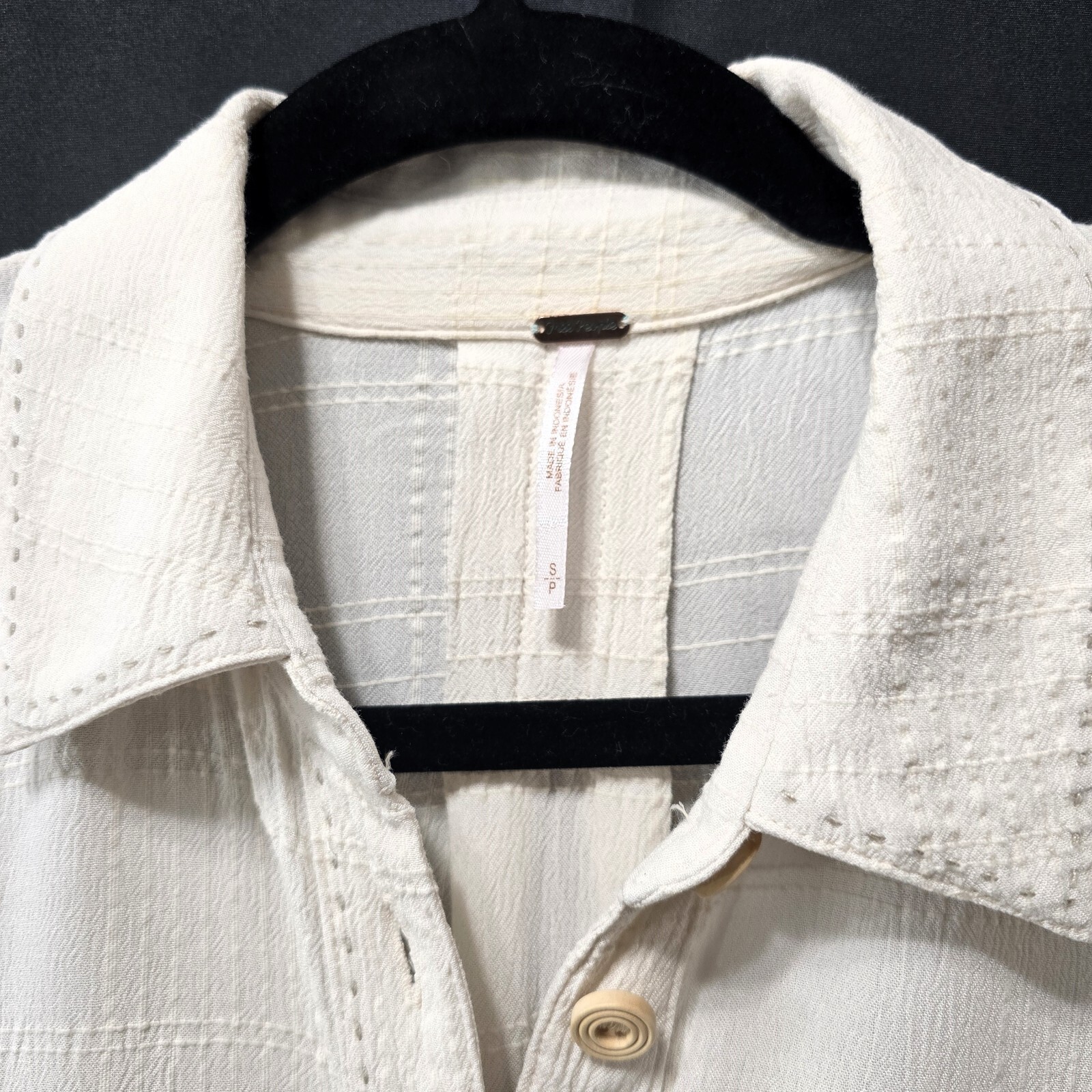 Free People Ivory Button-Down Oversized Maxi Shirt Dress – Size S