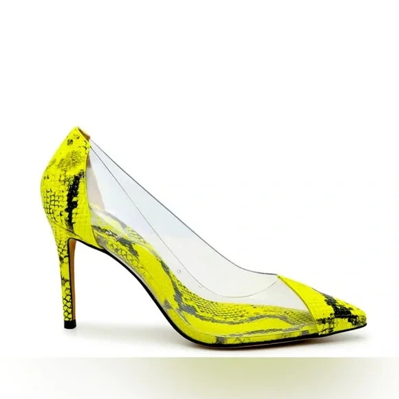 Vince Camuto Poised Snakeskin Clear Panel Pointed Toe Pumps – Size 8.5