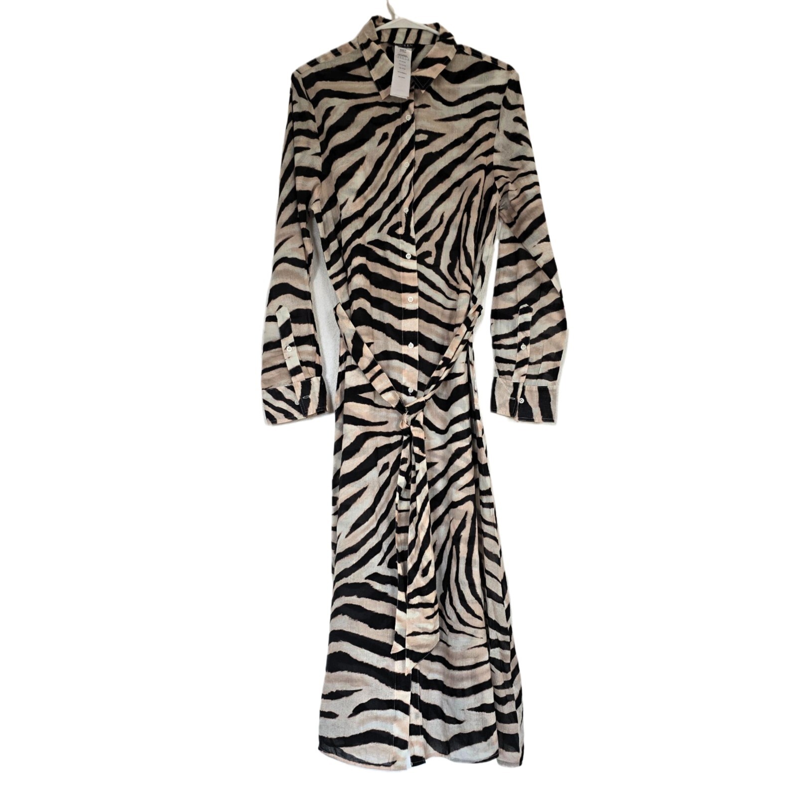 Ralph Lauren Zebra-Print Midi Shirtdress Cover-Up Size S Cotton