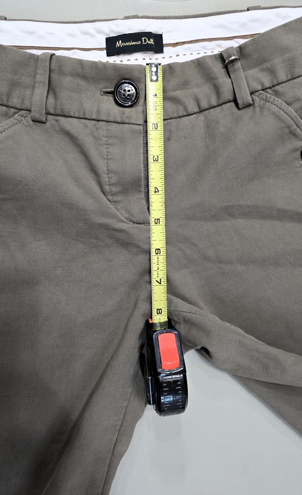 Massimo Dutti Women's Pants Size 6 - Khaki, Cuffed Hems, Casual Elegance