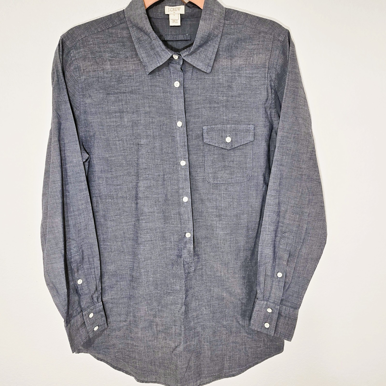 J.Crew Factory Chambray Tunic Top Women’s Size S Light Blue Cotton