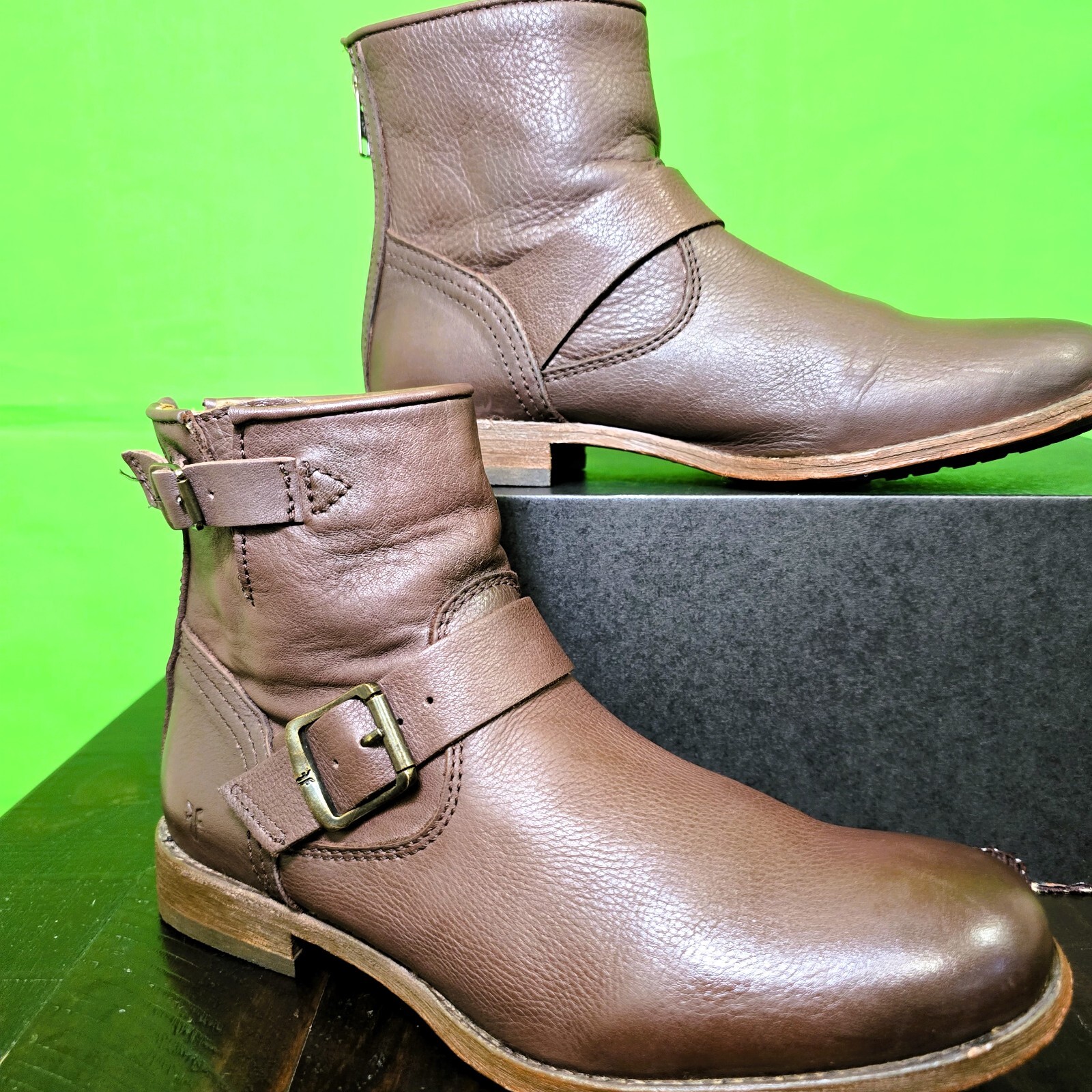 FRYE Women's Tyler-SVL Engineer Ankle Boot, Dark Brown, Size 8.5 B US