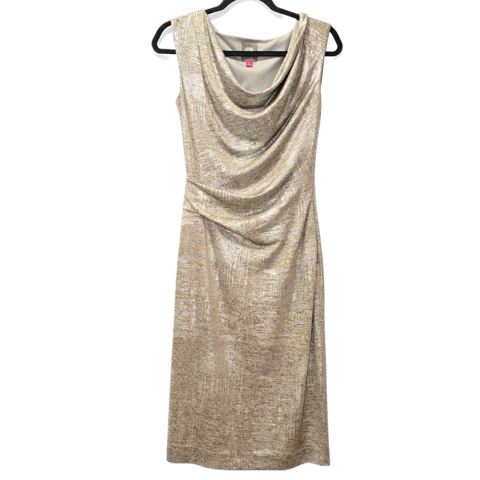 Vince Camuto Drape Neck Side Pleat Sheath Dress, Size 6