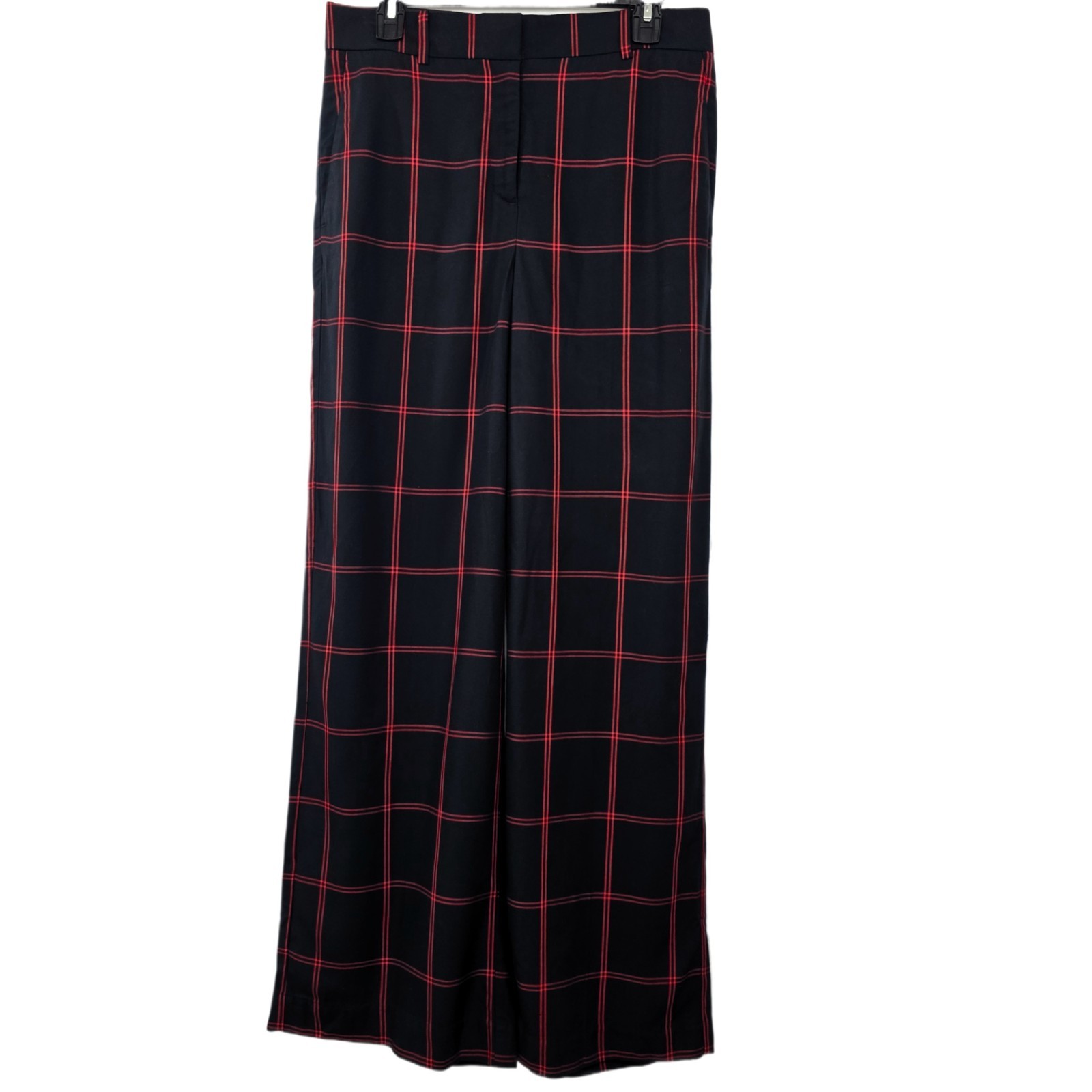 Ann Taylor NWT Sz 6 High Waist Wide Leg Plaid Pants Black Red Classic