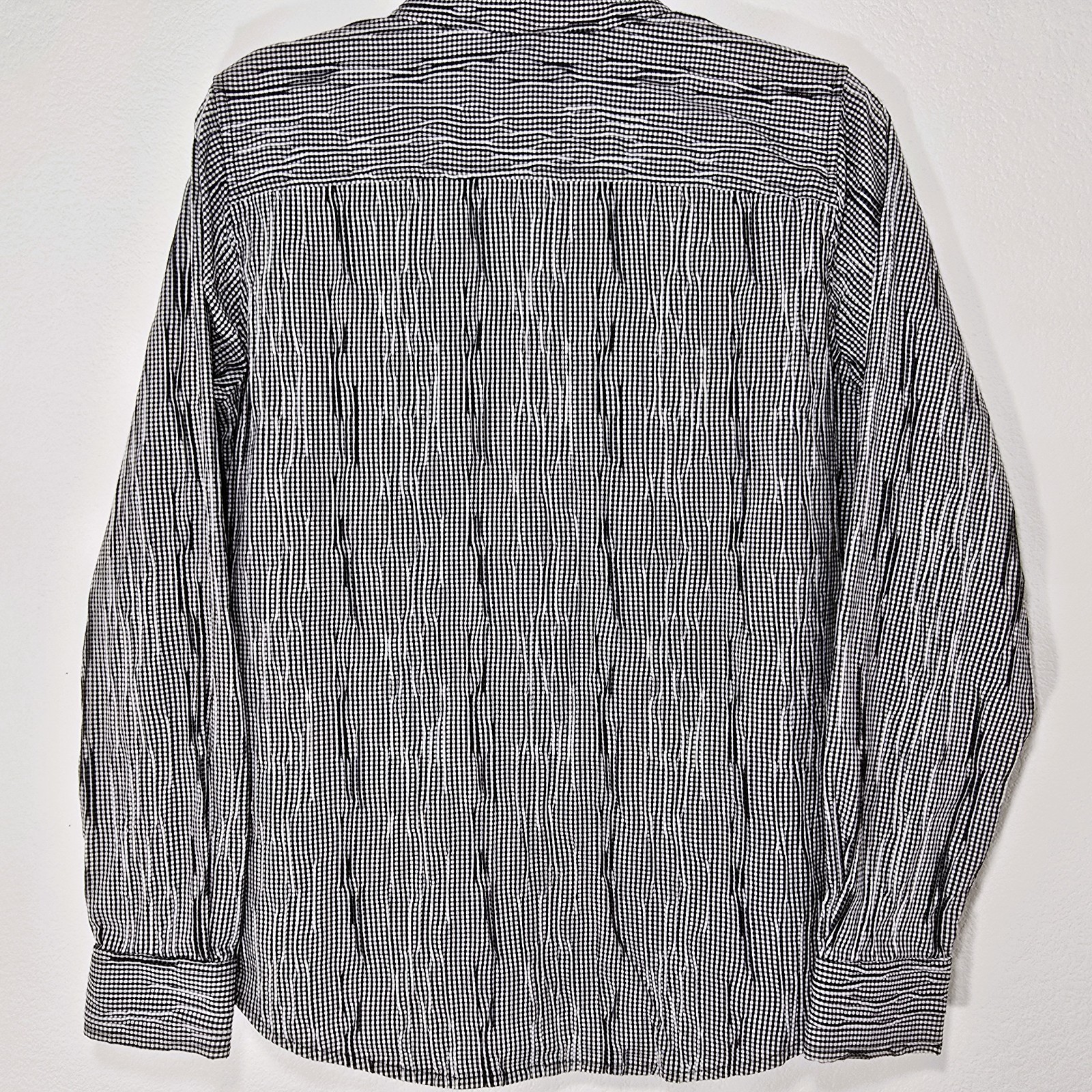 Foxcroft Women's Textured Gingham Stretch Shirt Black & White Size 8