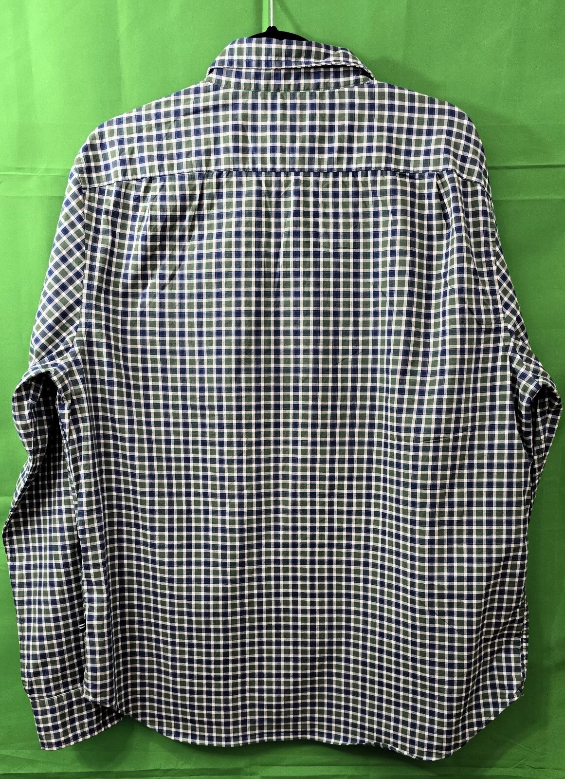 NAUTICA Mens Blue/Green Plaid Dress Shirt - Size L - Long Sleeve