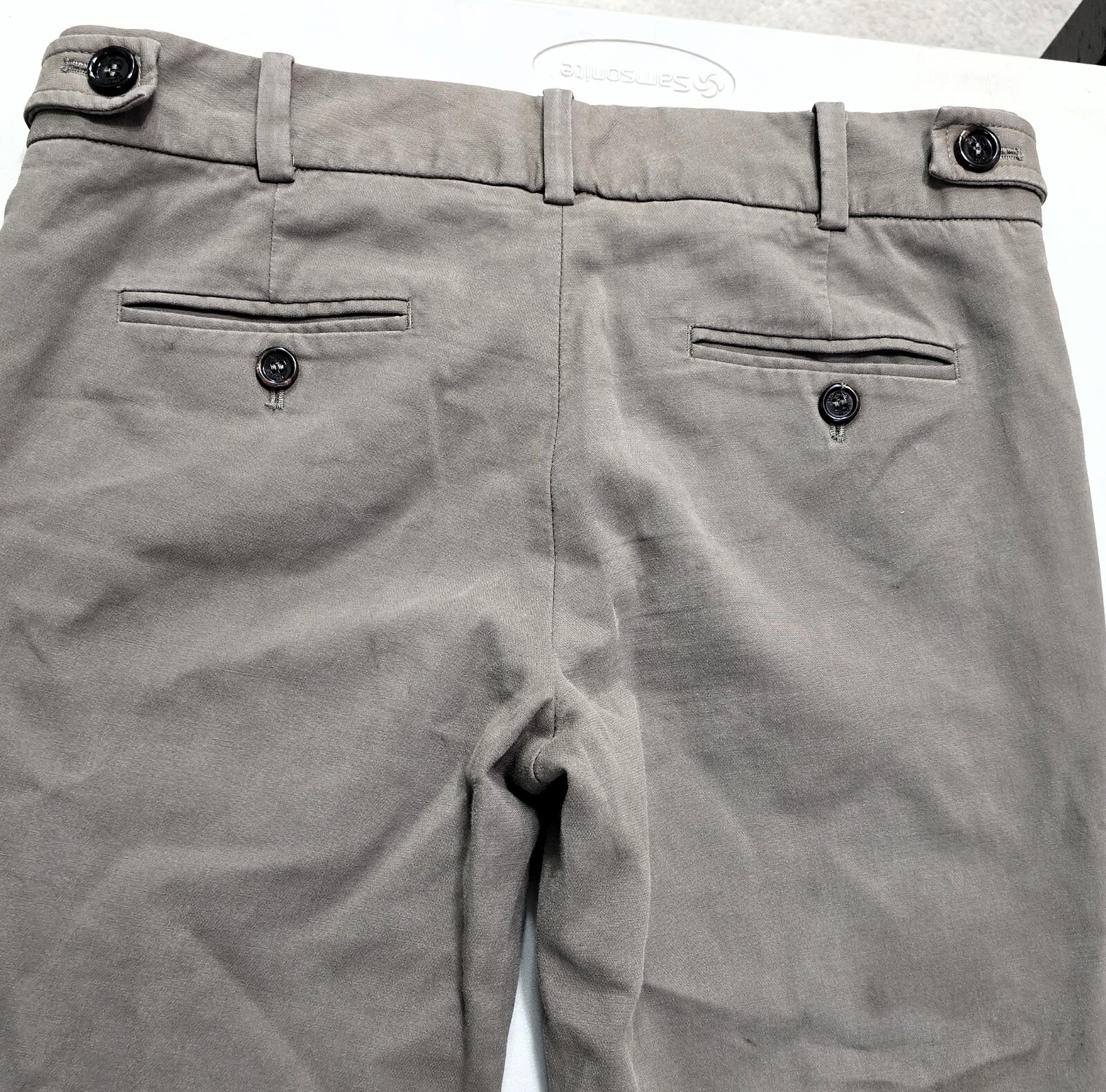 Massimo Dutti Women's Pants Size 6 - Khaki, Cuffed Hems, Casual Elegance