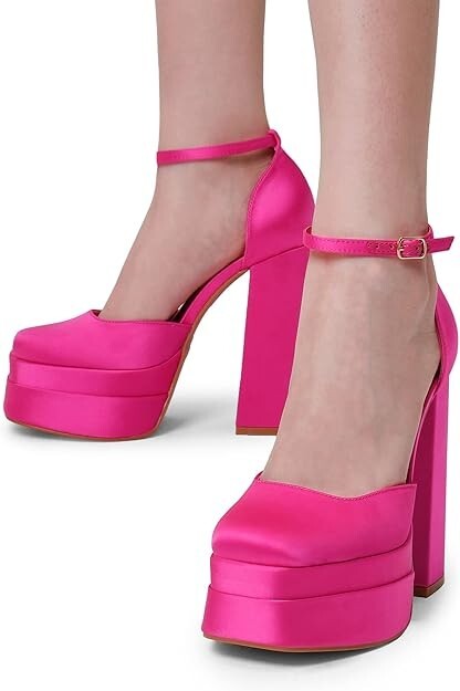 Dream Pairs Pink Platform Heels, Size 7 – Glamorous Style with All-Night Comfort