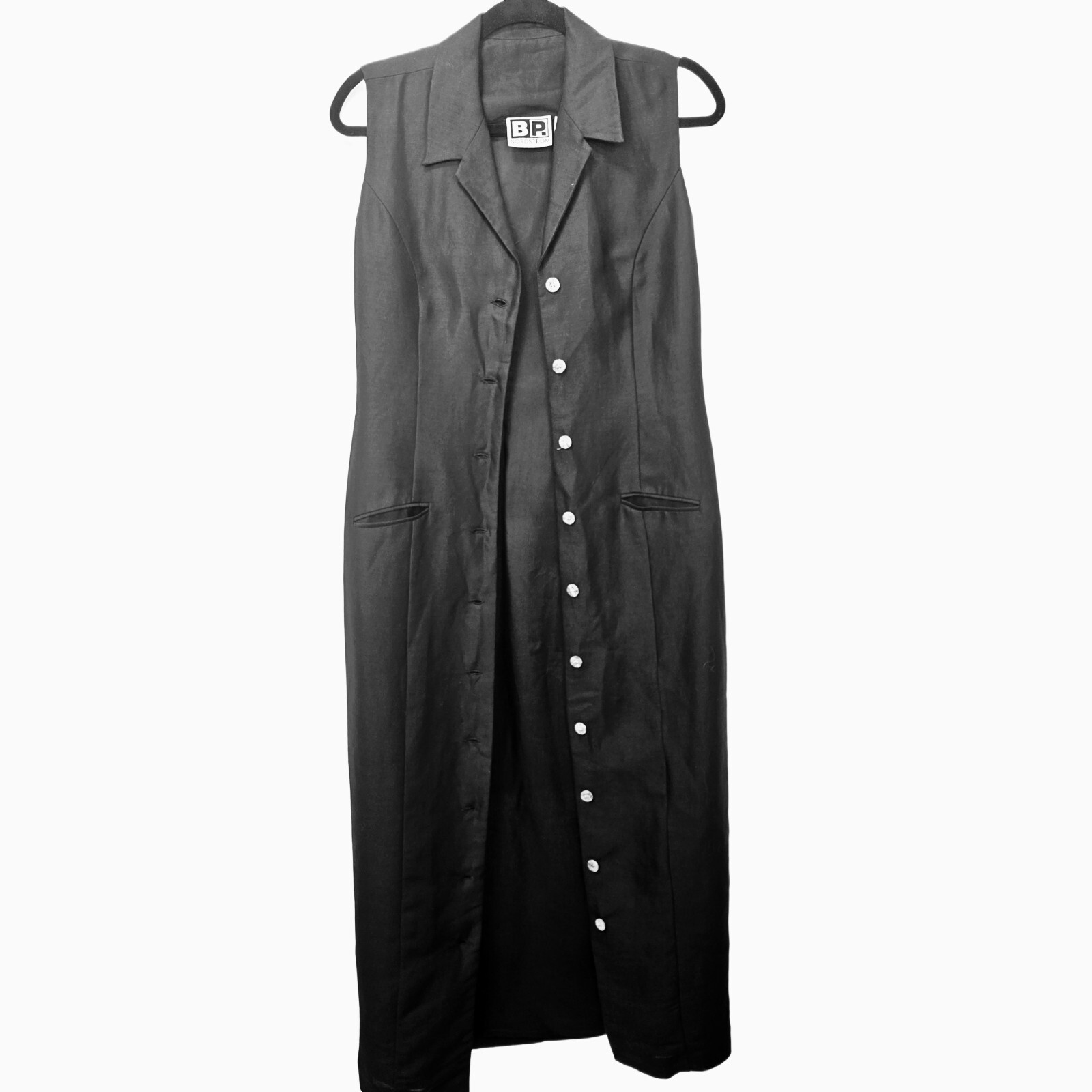 Vintage BP. Nordstrom Sheath Dress Women's Small – Black Linen Midi, Sleeveless
