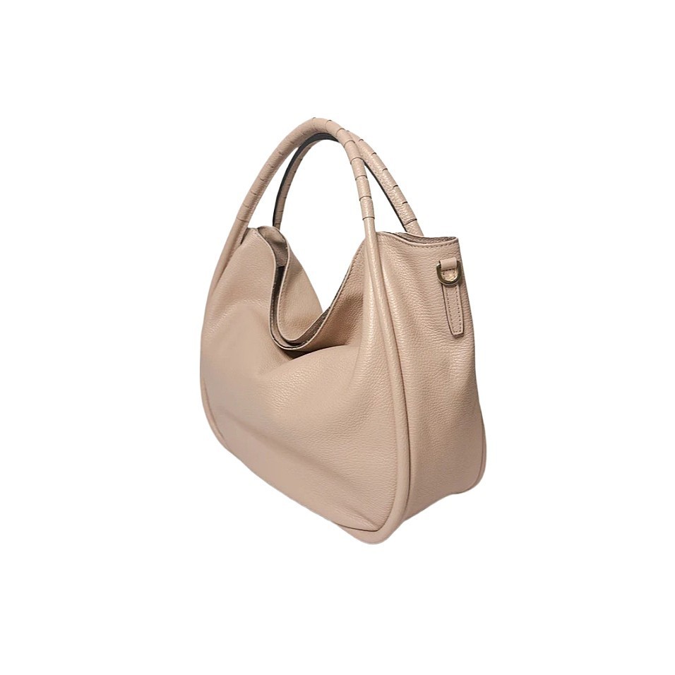 Italian Leather Women’s Large Hobo Handbag Nude Pink Made in Italy