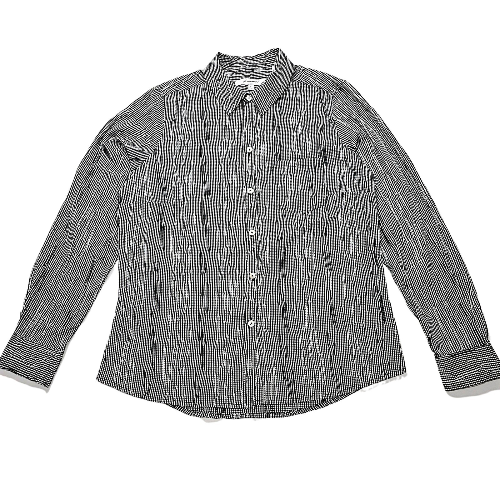 Foxcroft Women's Textured Gingham Stretch Shirt Black & White Size 8