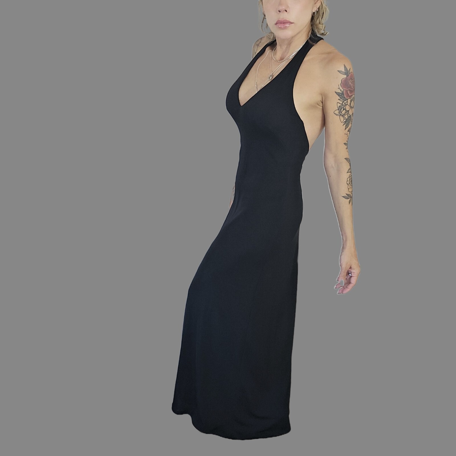 David Meister Women's Dress - Size 6 - Black - Sleeveless Halter with Low Back
